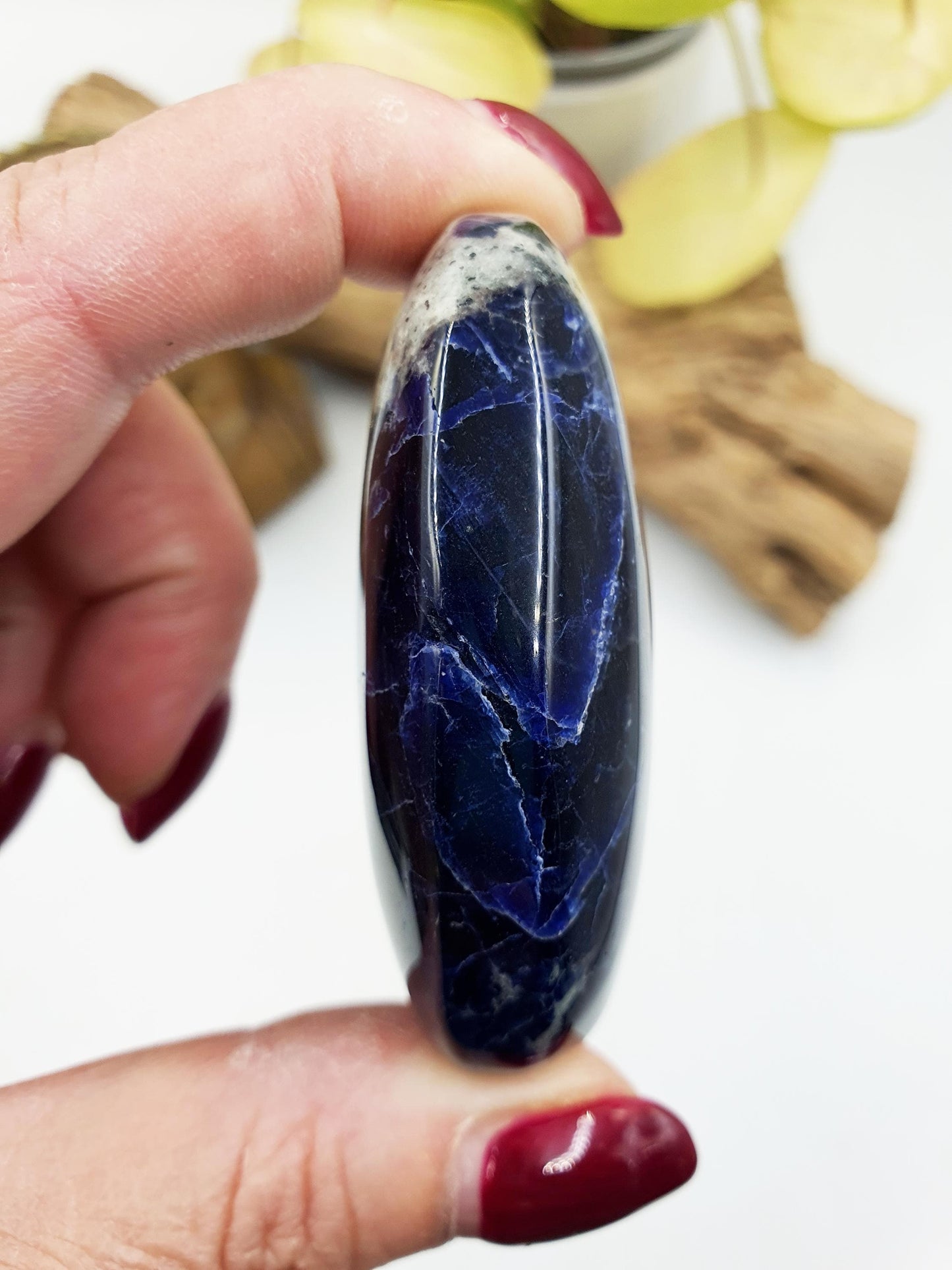 Beautiful Sodalite Palm / Sunset Sodalite Palm Stone / Pocket Crystal / Meditation Palm / Reiki Crystal Palm - 75g