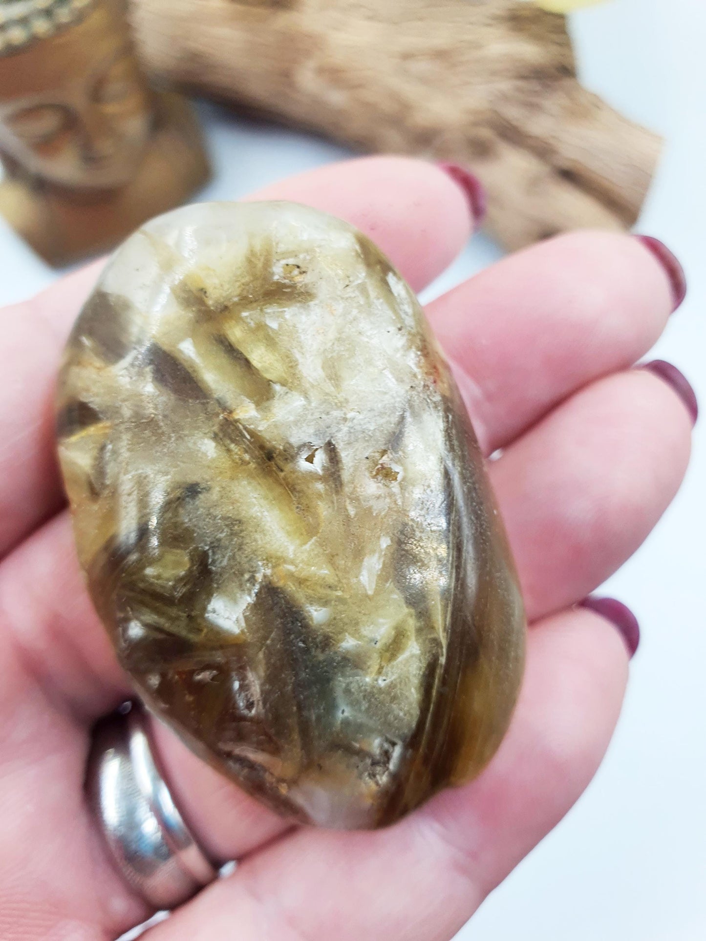 Muscovite (Golden Mica) Palm / Muscovite (Golden Mica) Palmstone / Golden Lepidolite Palm / Meditation Palm - 55g