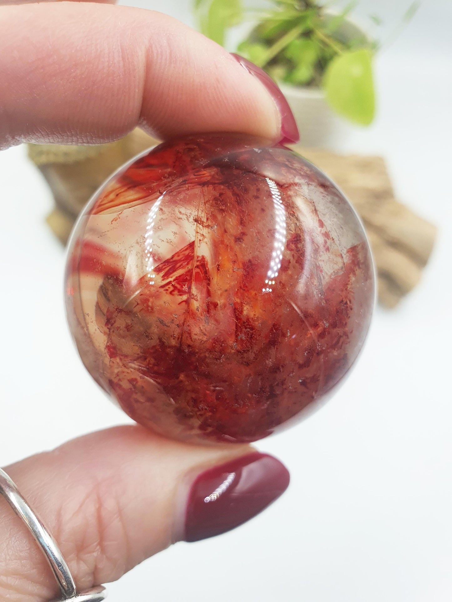 Beautiful Madagascan Fire Quartz Sphere with Rainbows / Hematoid Quartz Sphere / Fire Quartz Orb / Fire Quartz Crystal Ball - 46mm