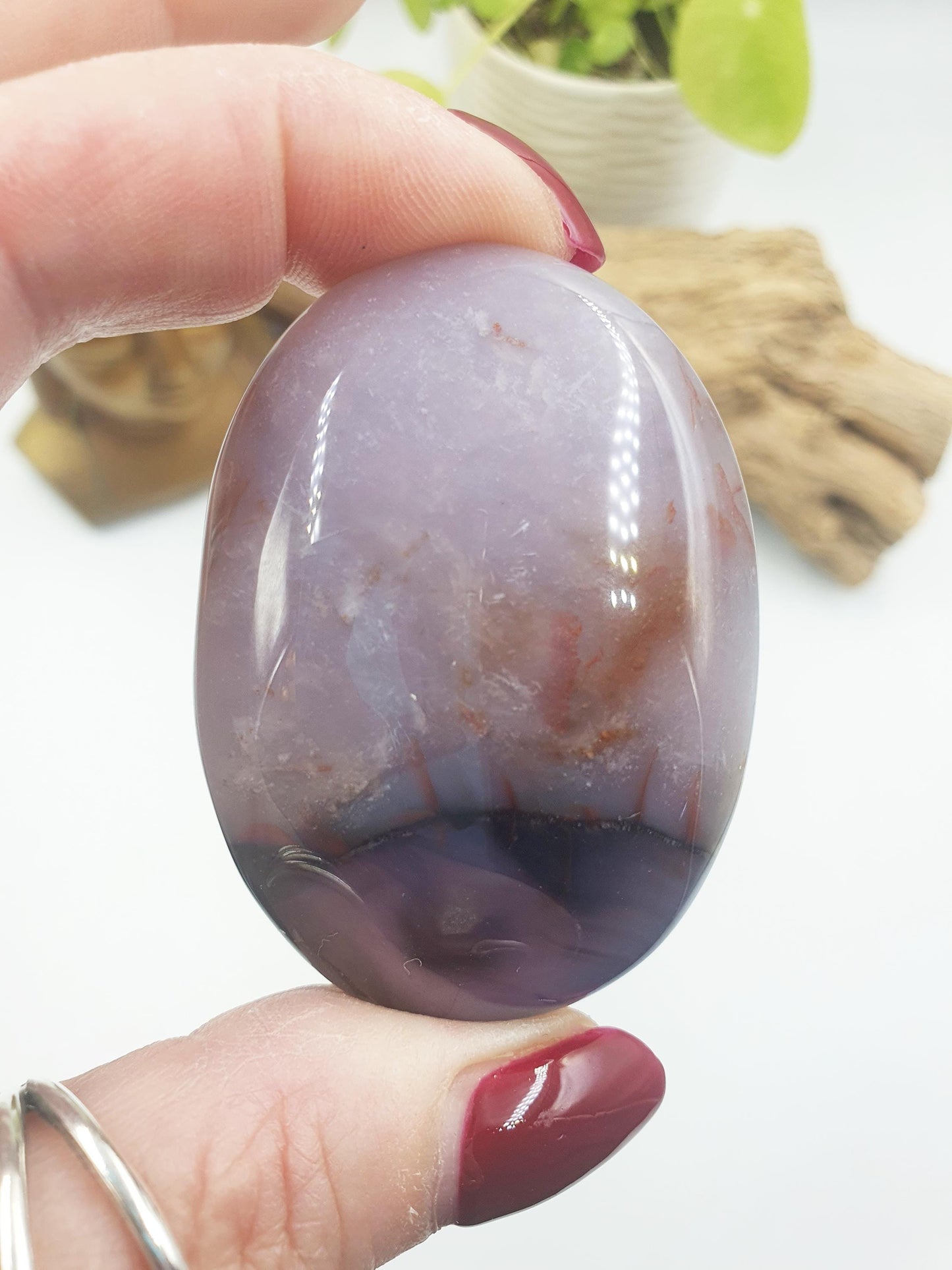Unique Blue Flower Agate Palm / Sakura Agate Palm Stone / Blue Flower Agate Crystal / Meditation Palm - 65g