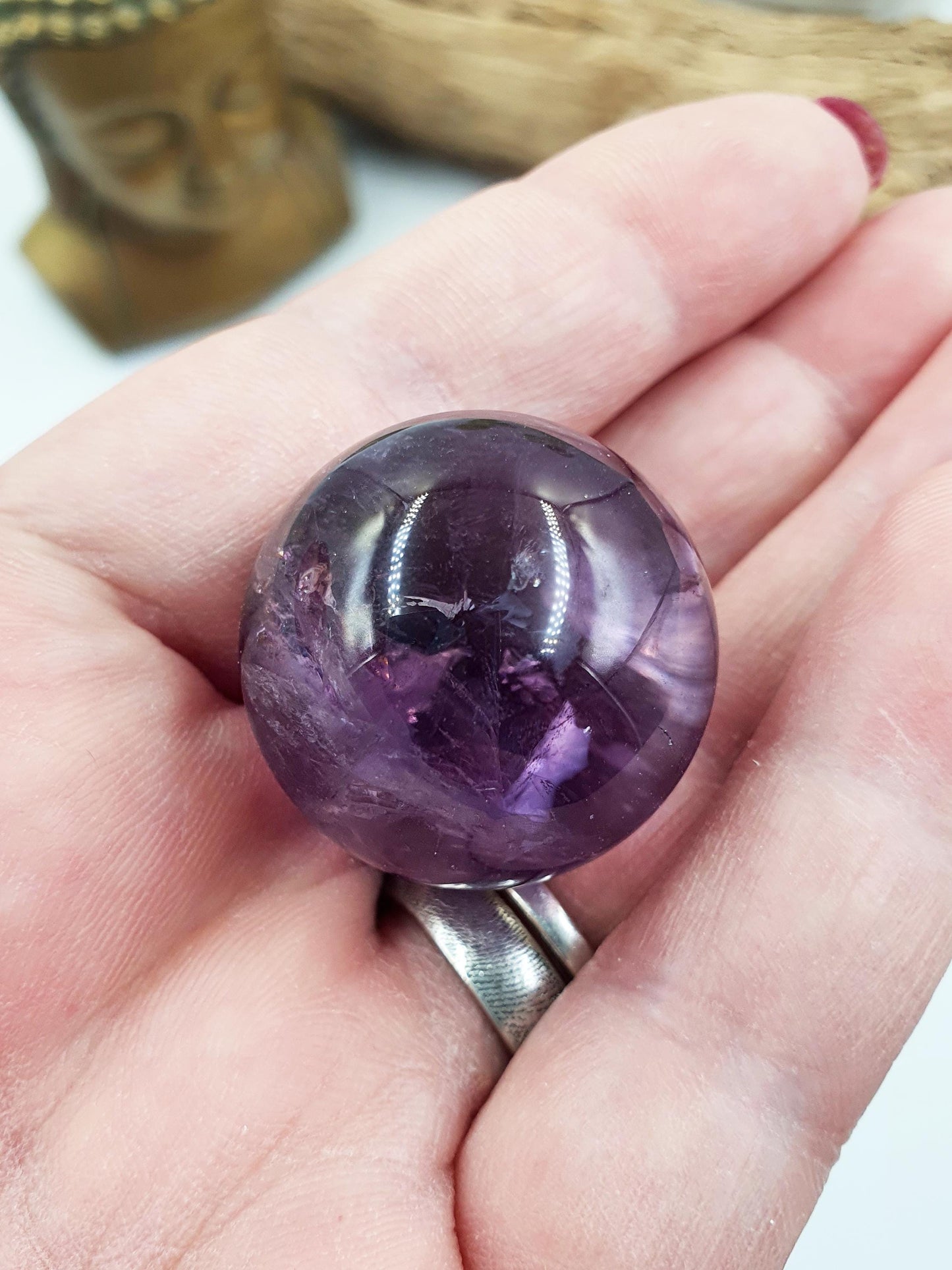Beautiful Little Sparkly Amethyst Sphere / Amethyst Orb with rainbow / Amethyst Crystal Ball- 27mm