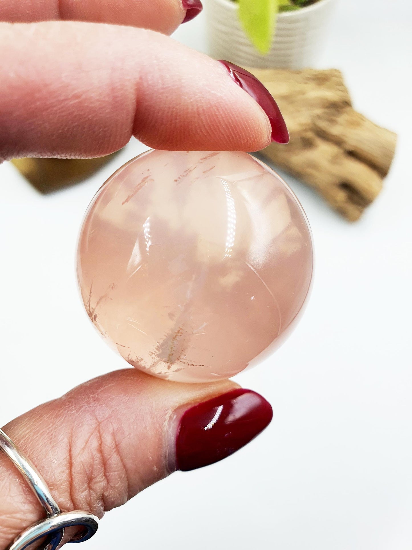 Rare Rose Quartz with Garden and strong Starlight / Garden Rose Quartz Sphere / Collectors Crystal Sphere / Rose Lodolite Sphere - 39.7mm