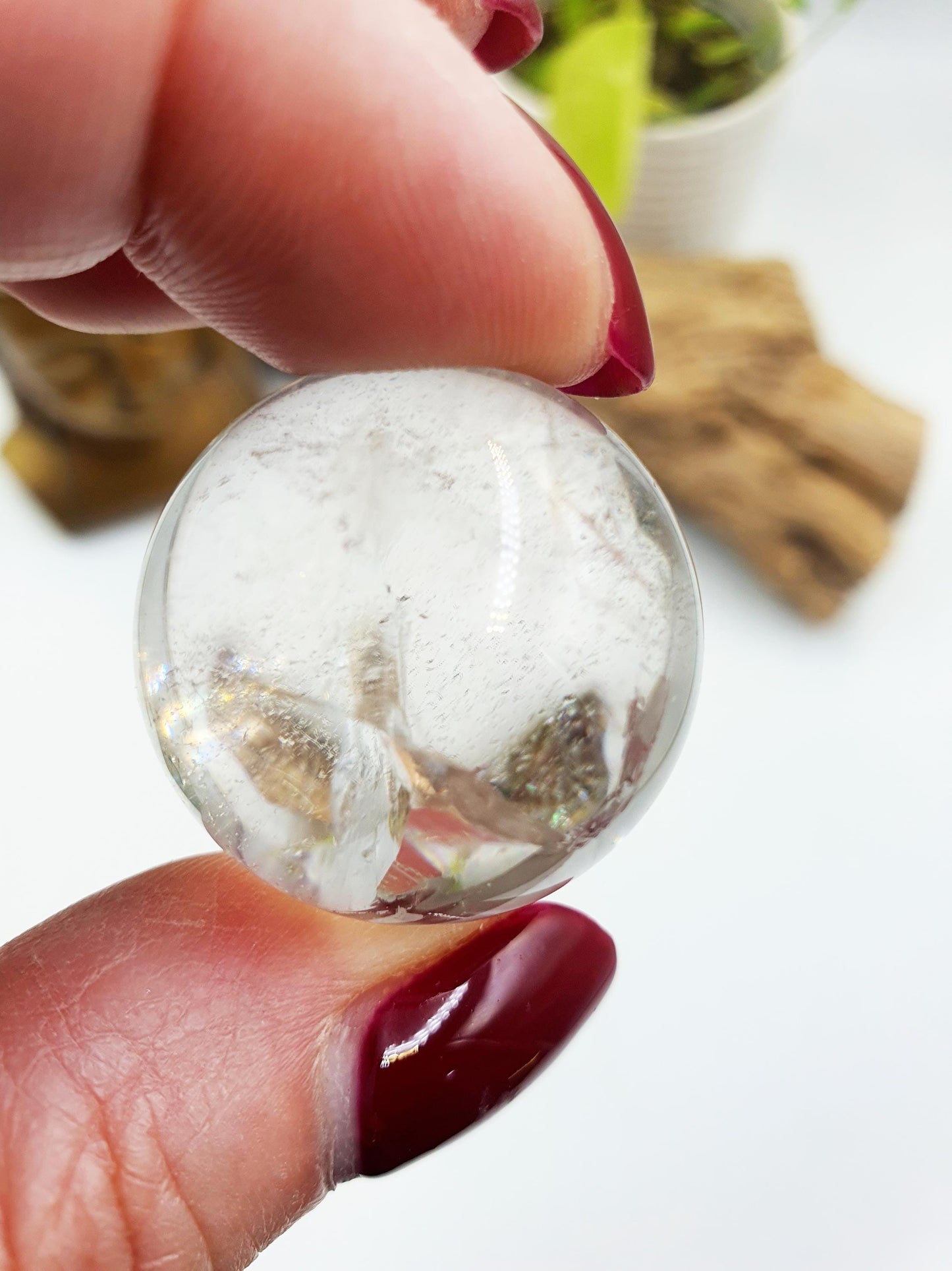Stunning Little Clear Quartz Mini Sphere with large rainbows / Clear Quartz Crystal Ball / Clear Quartz Orb - 27mm