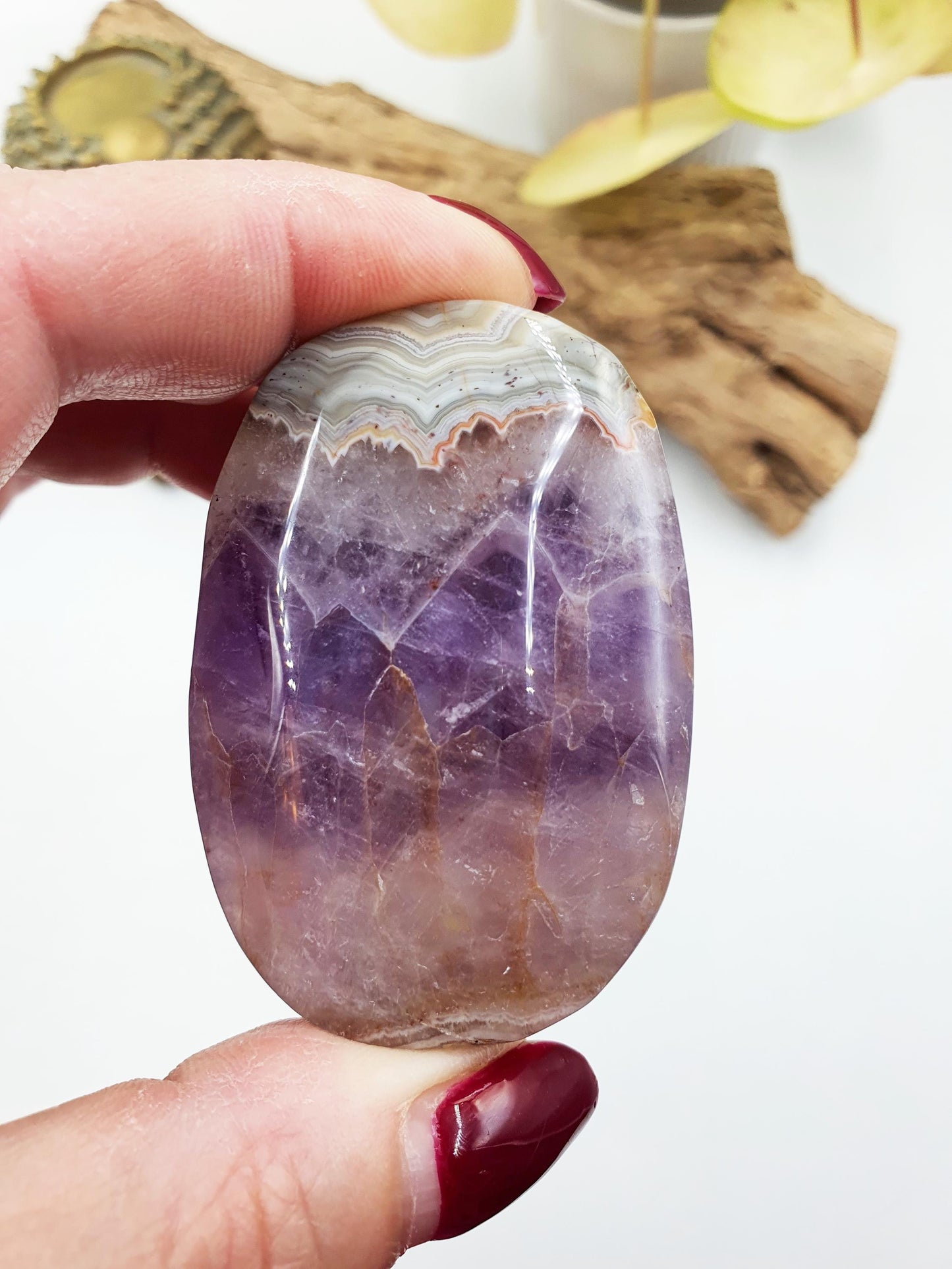 Beautiful Amethyst Agate Palm / Amethyst Agate Palm Stone / Amethyst Palm / Amethyst Agate / Reiki Crystal Palm - 65g