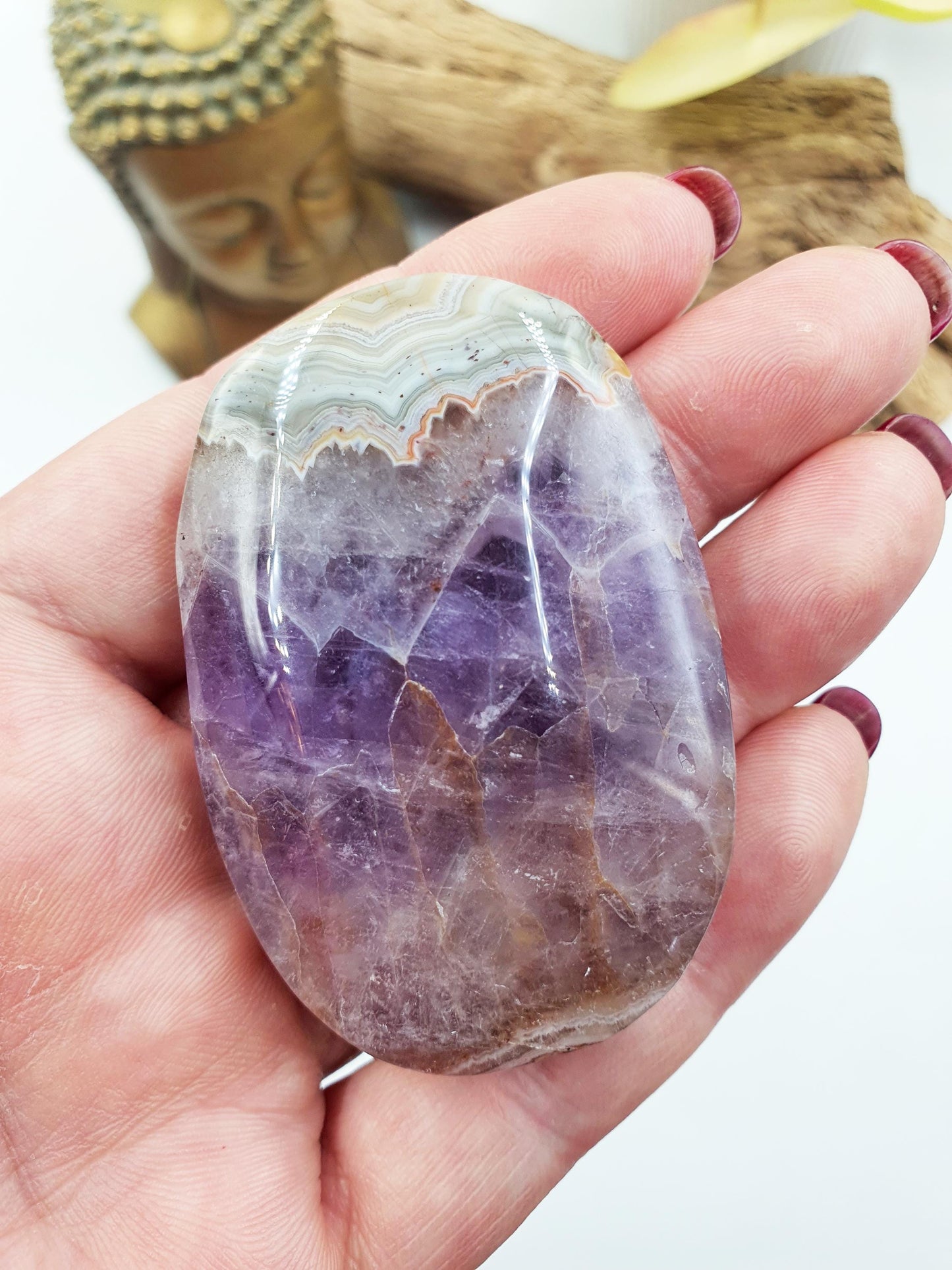 Beautiful Amethyst Agate Palm / Amethyst Agate Palm Stone / Amethyst Palm / Amethyst Agate / Reiki Crystal Palm - 65g