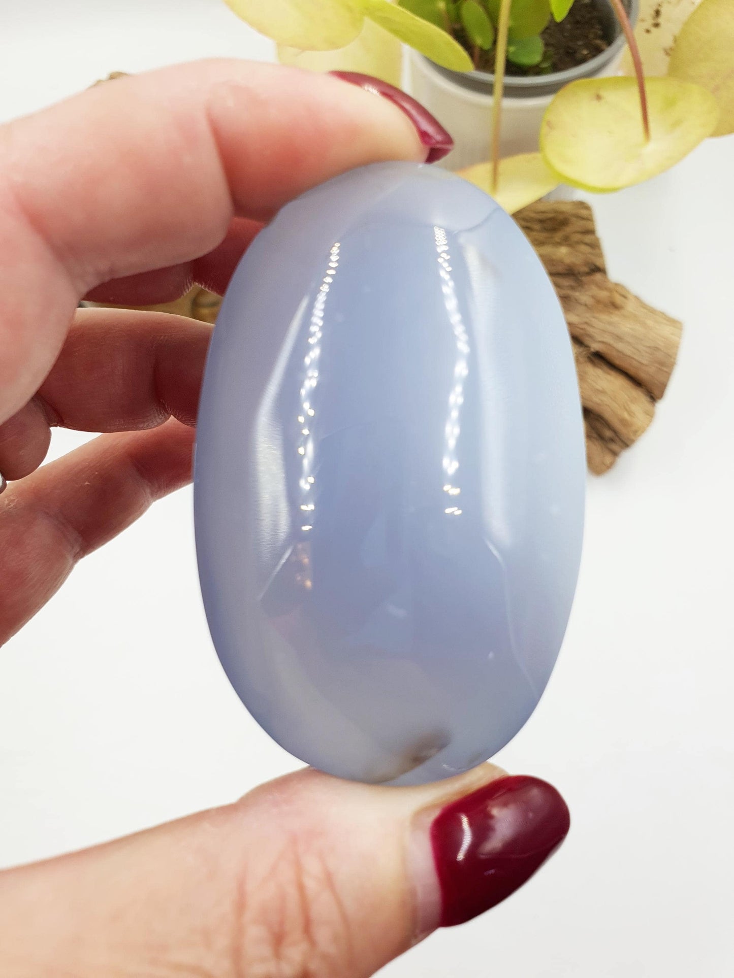 Beautiful Blue Chalcedony Palm/ Chalcedony Palm Stone / Meditation Palm / Reiki Crystal Palm - 95g