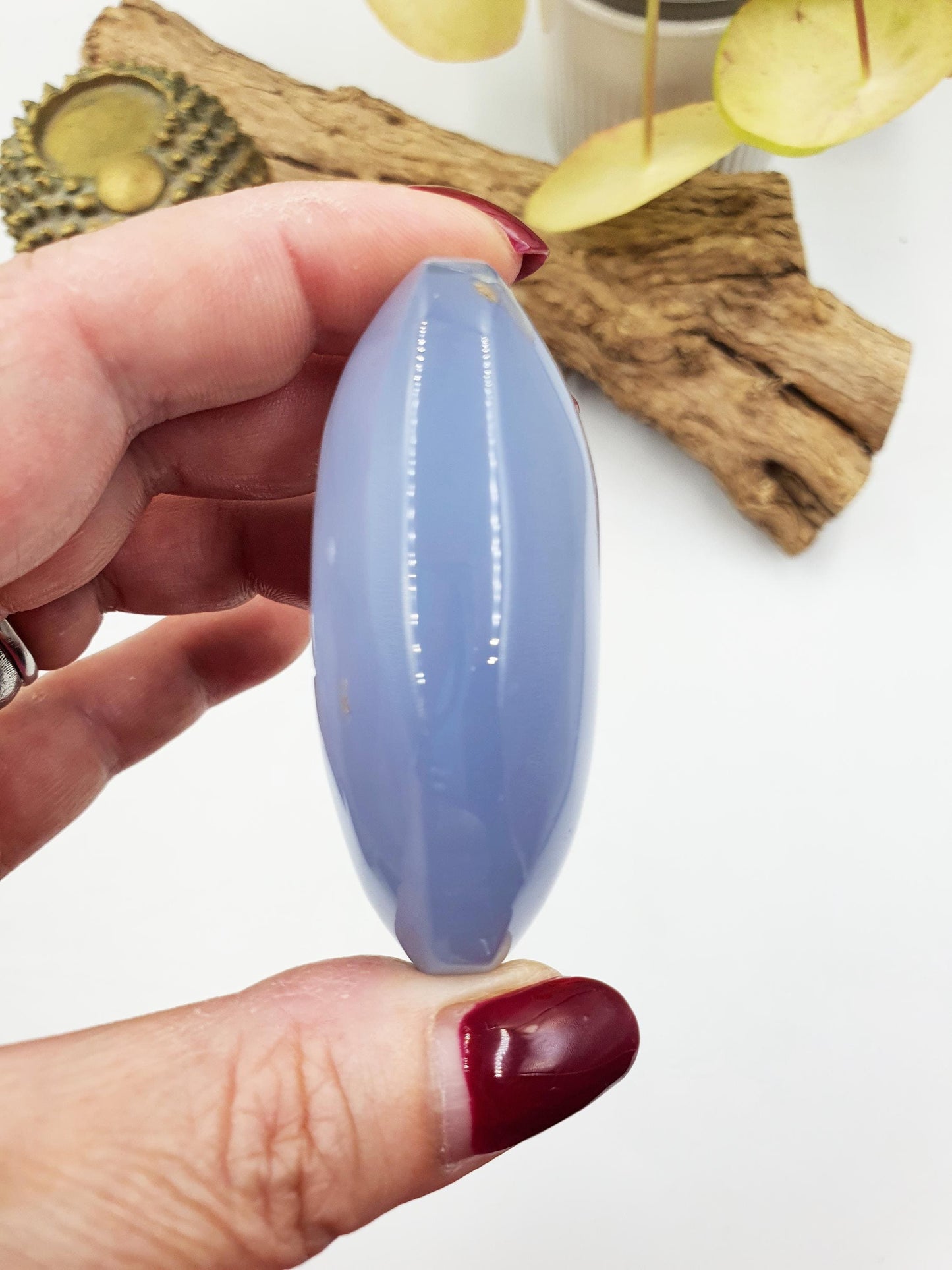 Beautiful Blue Chalcedony Palm/ Chalcedony Palm Stone / Meditation Palm / Reiki Crystal Palm - 95g