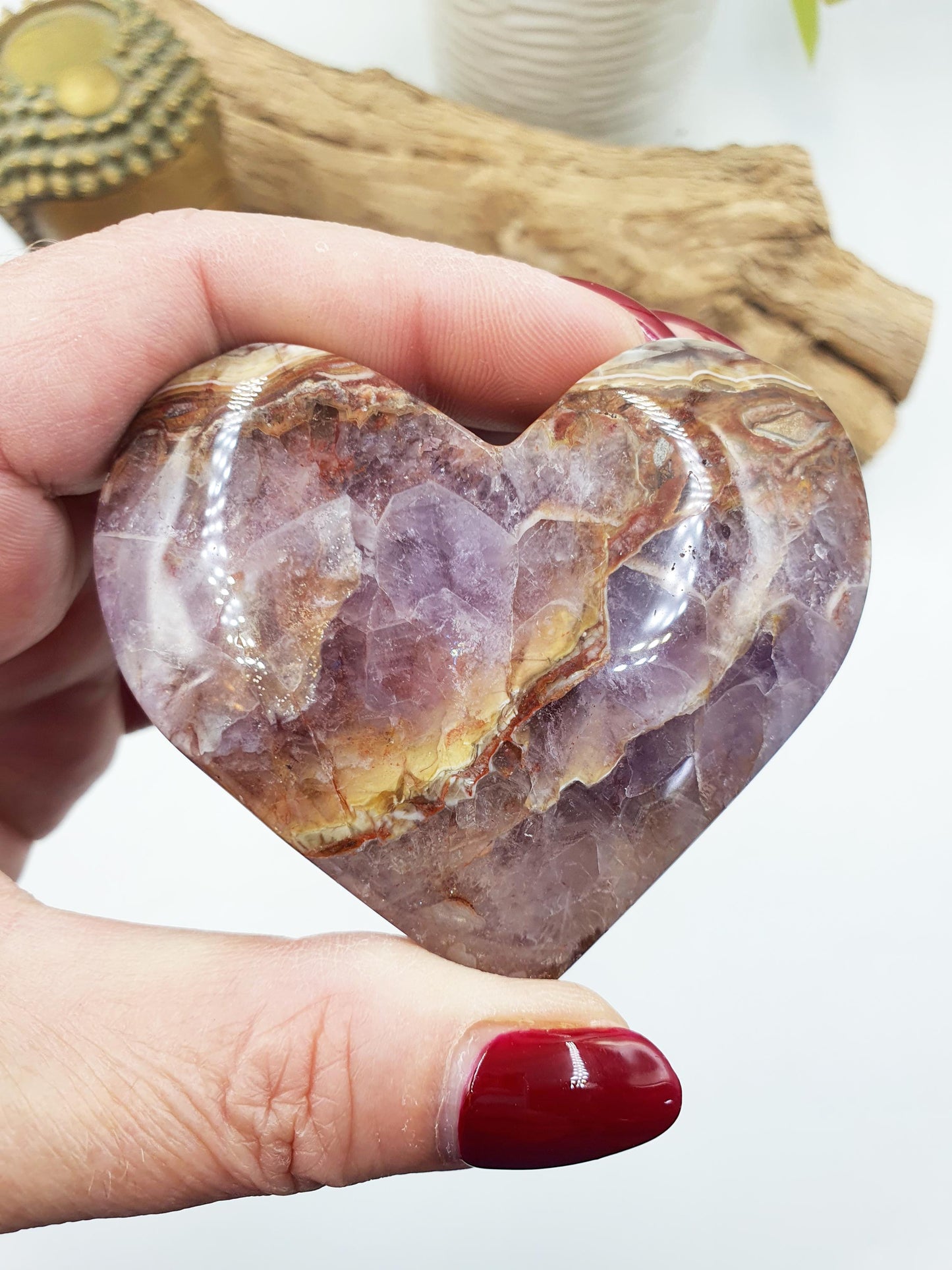 Beautiful Amethyst Agate Puff Heart / Amethyst Agate Crystal Heart / Crystal Heart - 125g