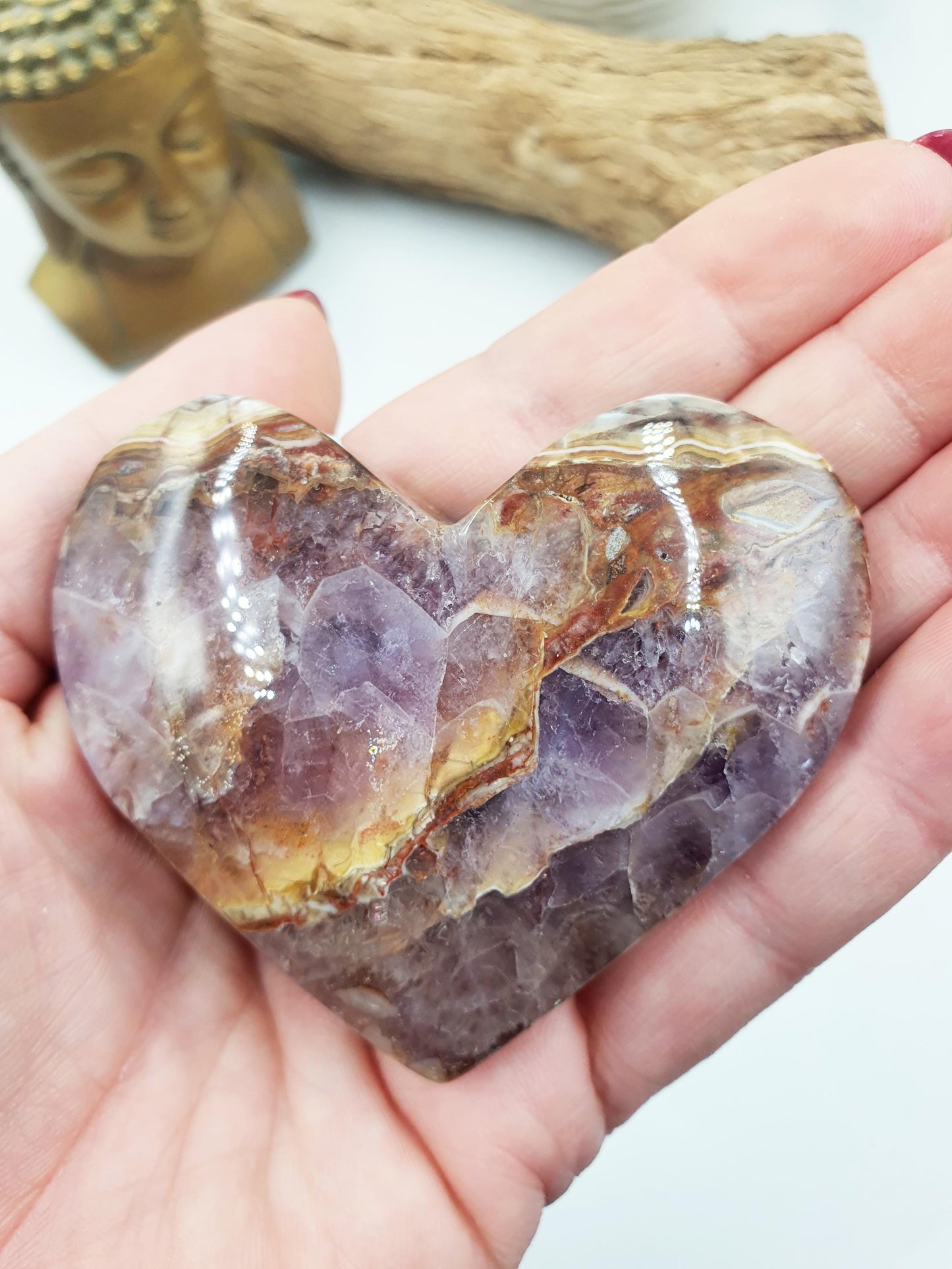 Beautiful Amethyst Agate Puff Heart / Amethyst Agate Crystal Heart / Crystal Heart - 125g