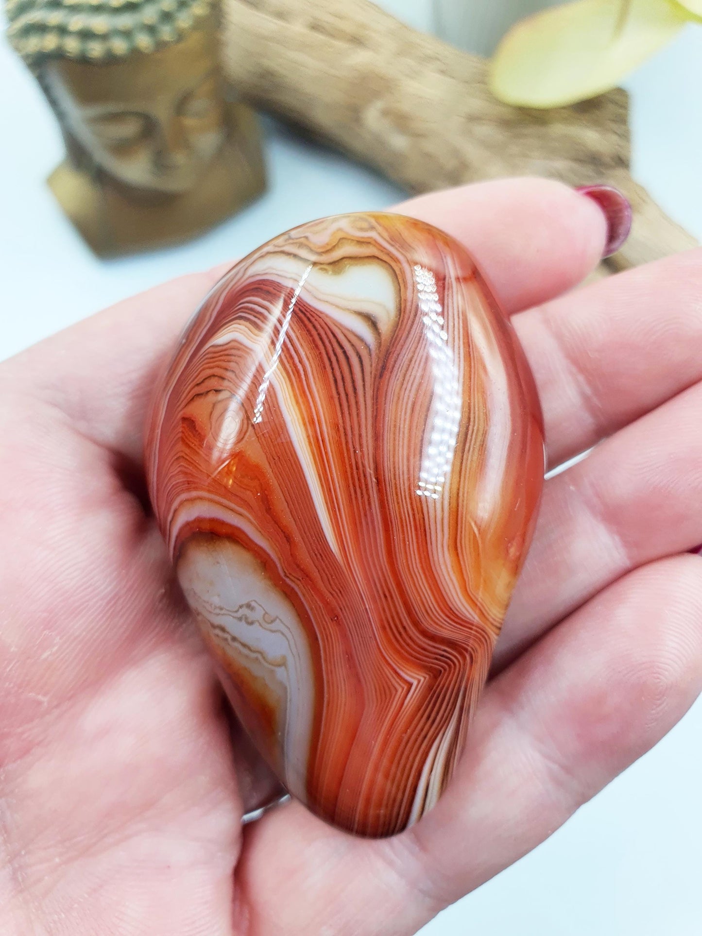 Little Sardonyx Palm / Sardonyx Palm Stone / Healing Palm / Meditation Palm / Reiki Crystal / Banded Palm - 65g