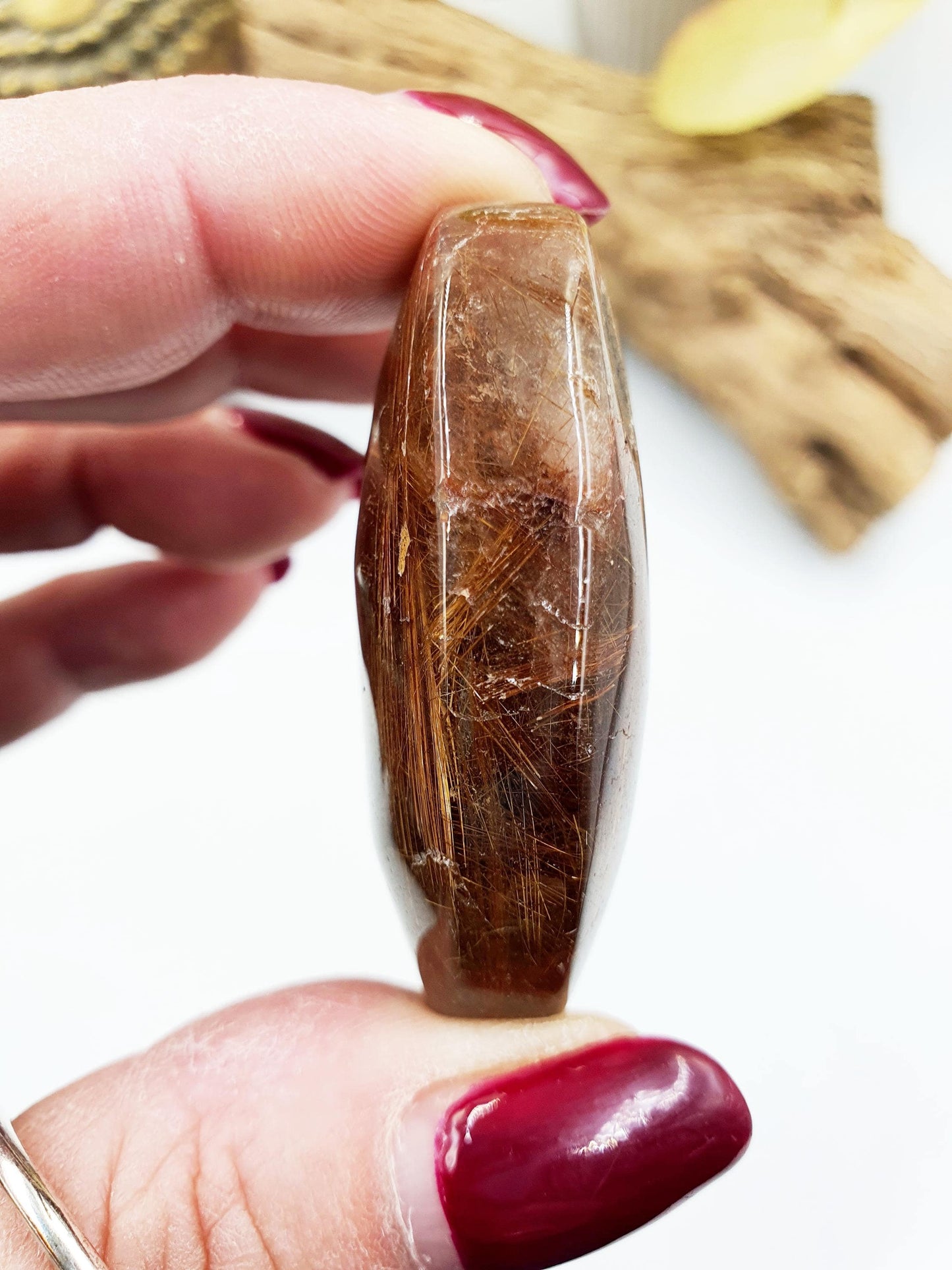 Rutilated Quartz Palmstone / Rutile Quartz Palm / Rutilated Quartz Pocket Stone / Rutile Pendant Crystal /Meditation Palm - 40g