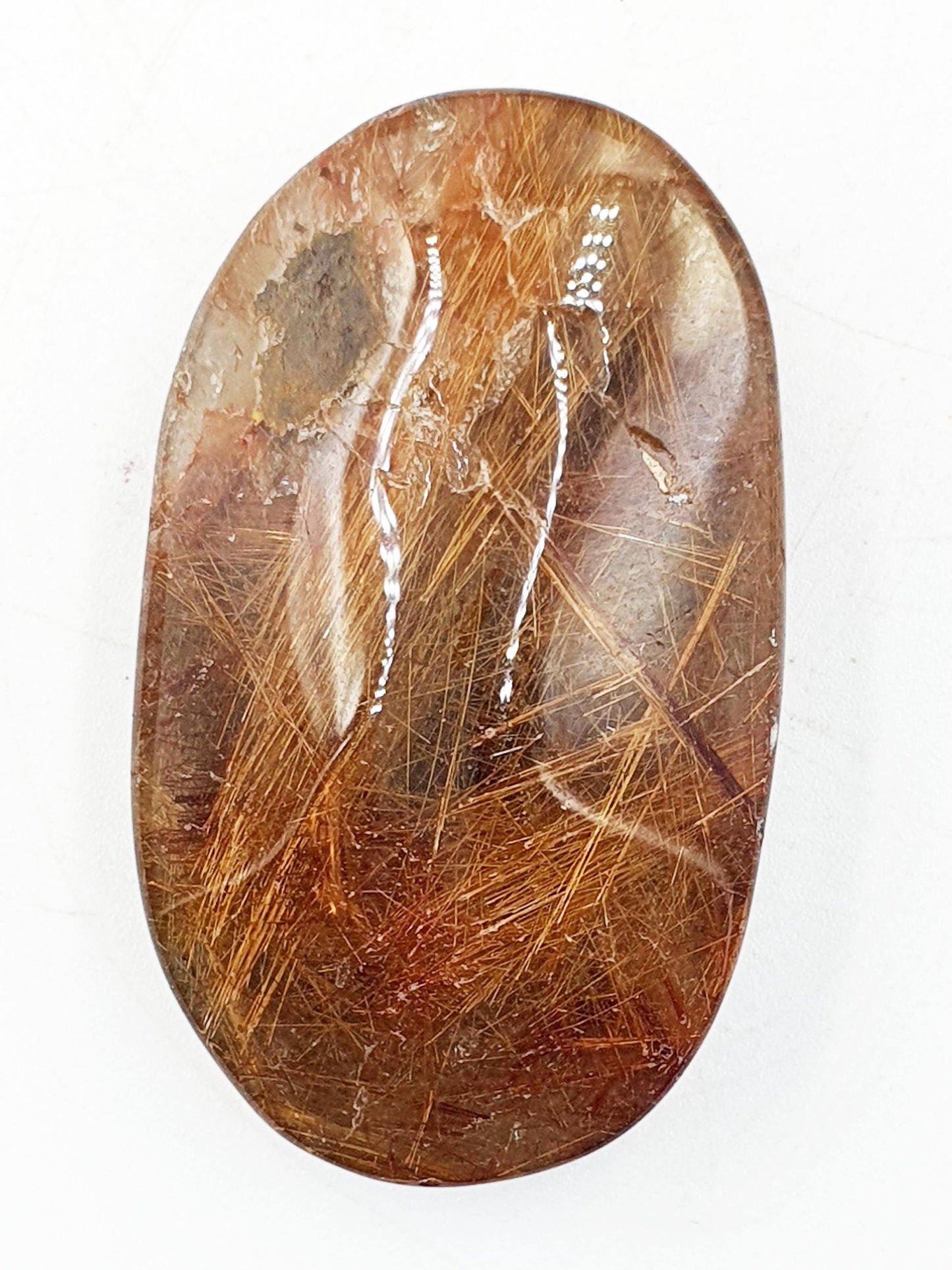 Rutilated Quartz Palmstone / Rutile Quartz Palm / Rutilated Quartz Pocket Stone / Rutile Pendant Crystal /Meditation Palm - 40g