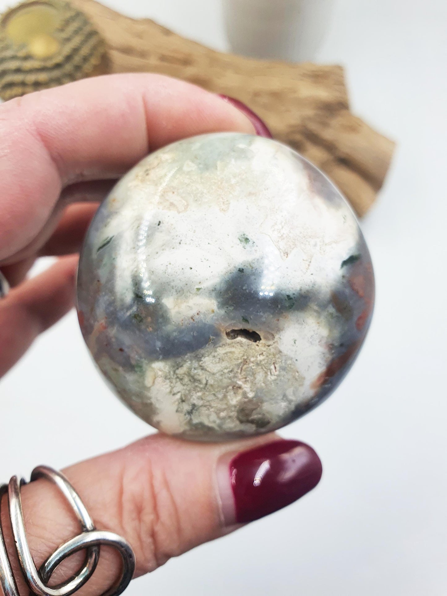 Beautiful Colourful Ocean Jasper Palm / Ocean Jasper Palm stone / OJ Palm / Pocket Crystal / Meditation Palm / Reiki Crystal Palm - 130g