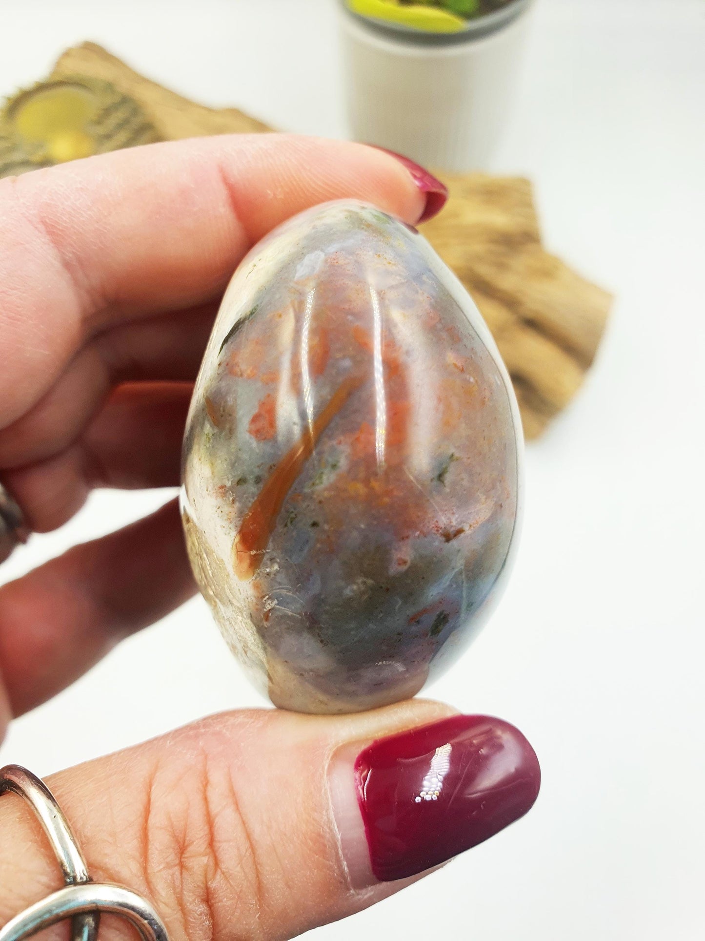 Beautiful Colourful Ocean Jasper Palm / Ocean Jasper Palm stone / OJ Palm / Pocket Crystal / Meditation Palm / Reiki Crystal Palm - 130g