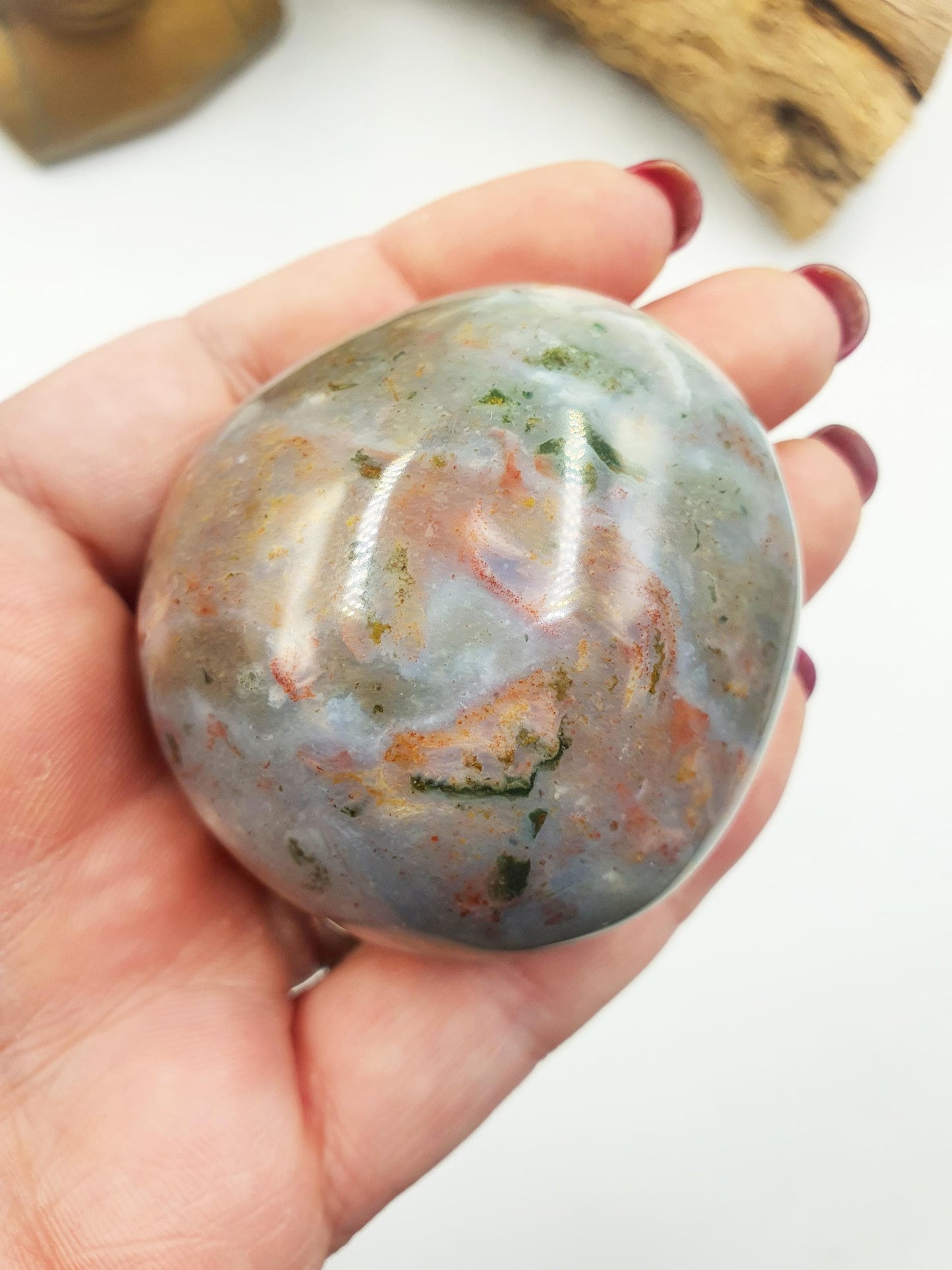 Beautiful Colourful Ocean Jasper Palm / Ocean Jasper Palm stone / OJ Palm / Pocket Crystal / Meditation Palm / Reiki Crystal Palm - 130g
