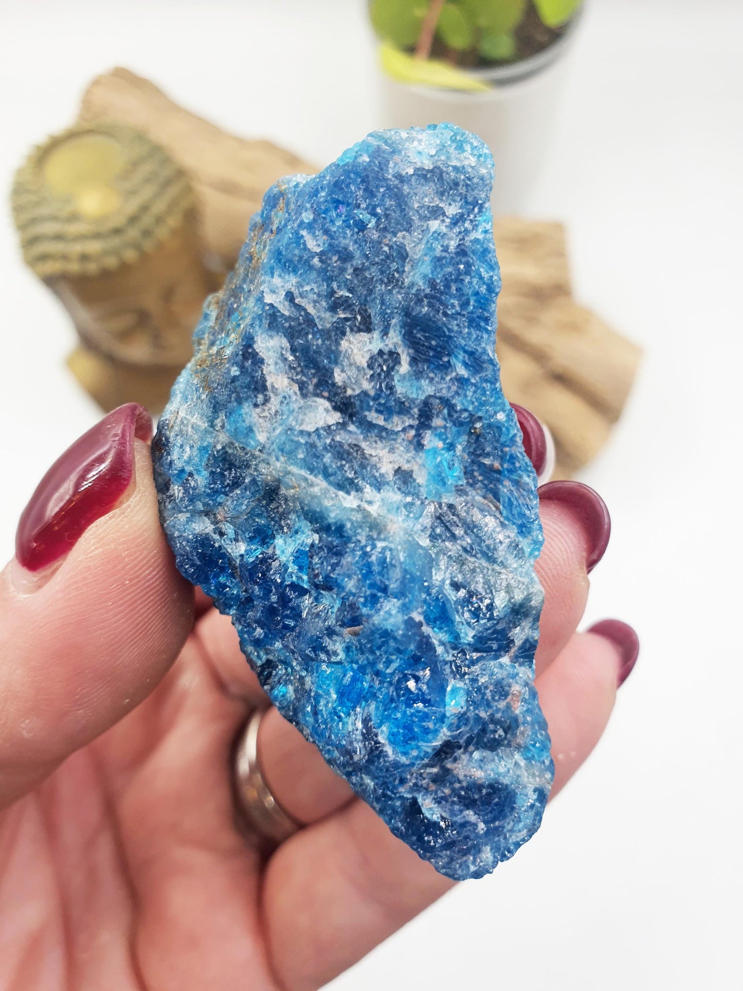 Flashy Raw Blue Apatite / Rough Blue Apatite Specimen / Natural Blue Apatite / Raw Crystal Chunk - 135g
