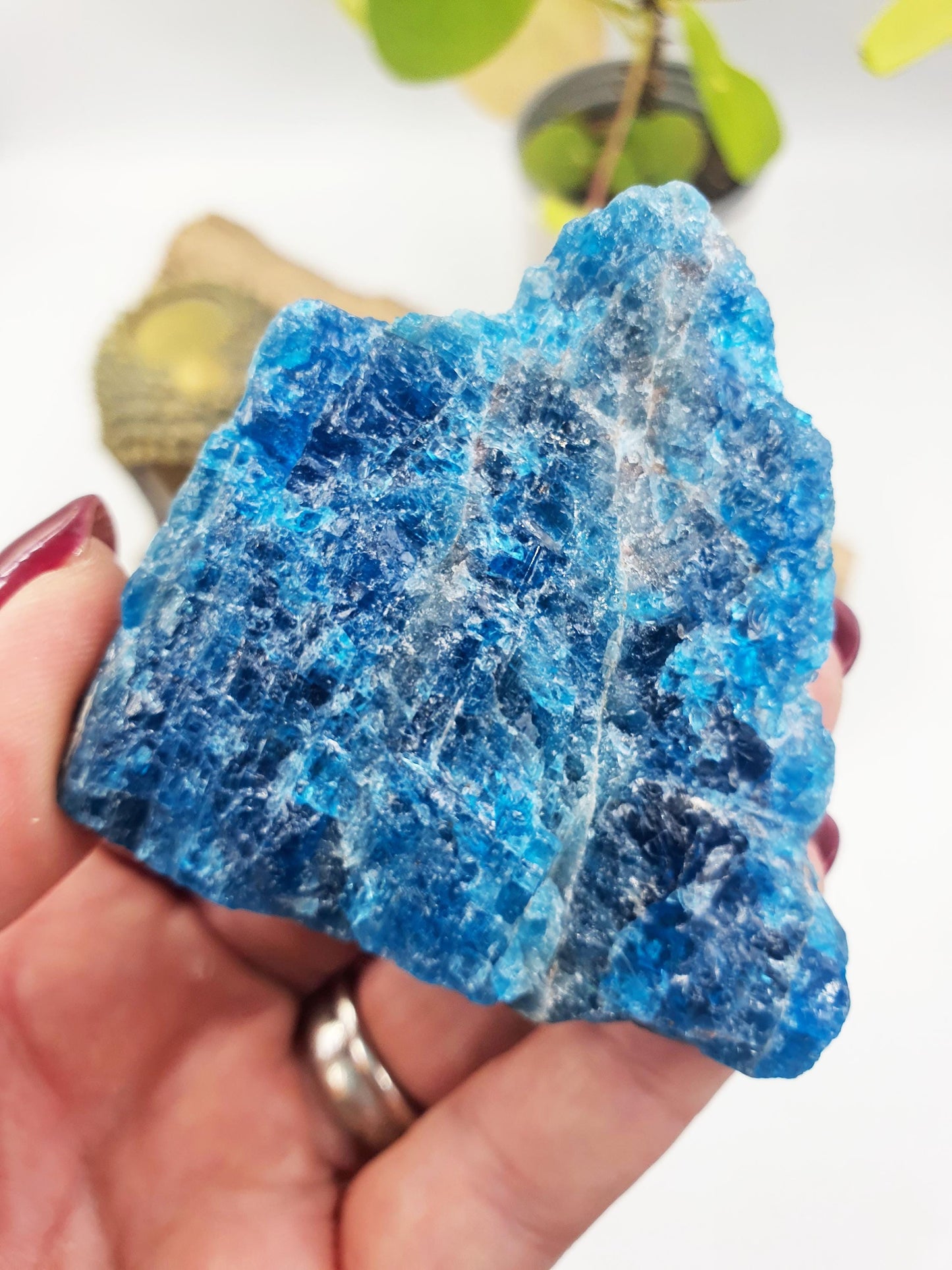 Flashy Raw Blue Apatite / Rough Blue Apatite Specimen / Natural Blue Apatite / Raw Crystal Chunk - 135g
