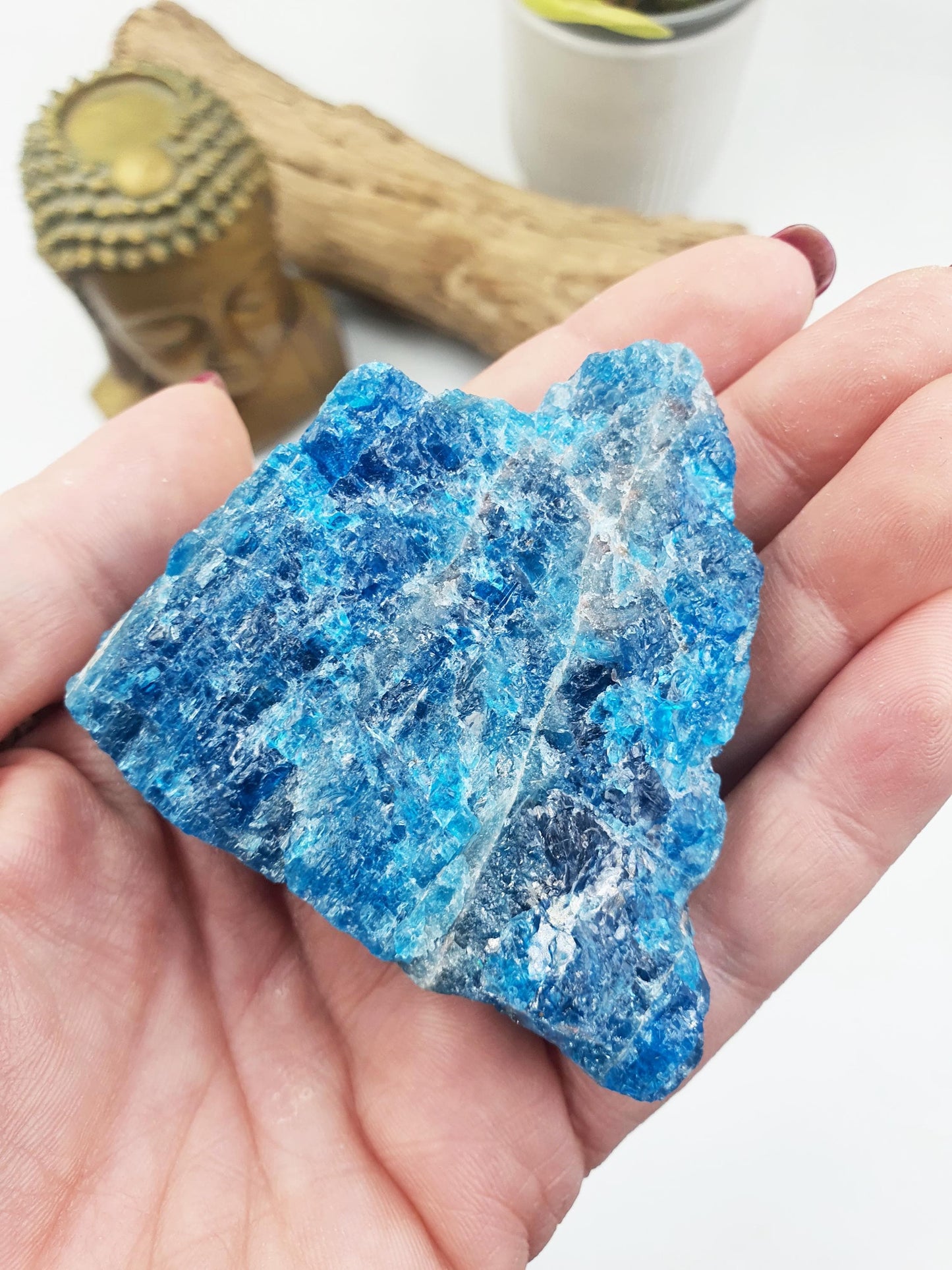 Flashy Raw Blue Apatite / Rough Blue Apatite Specimen / Natural Blue Apatite / Raw Crystal Chunk - 135g