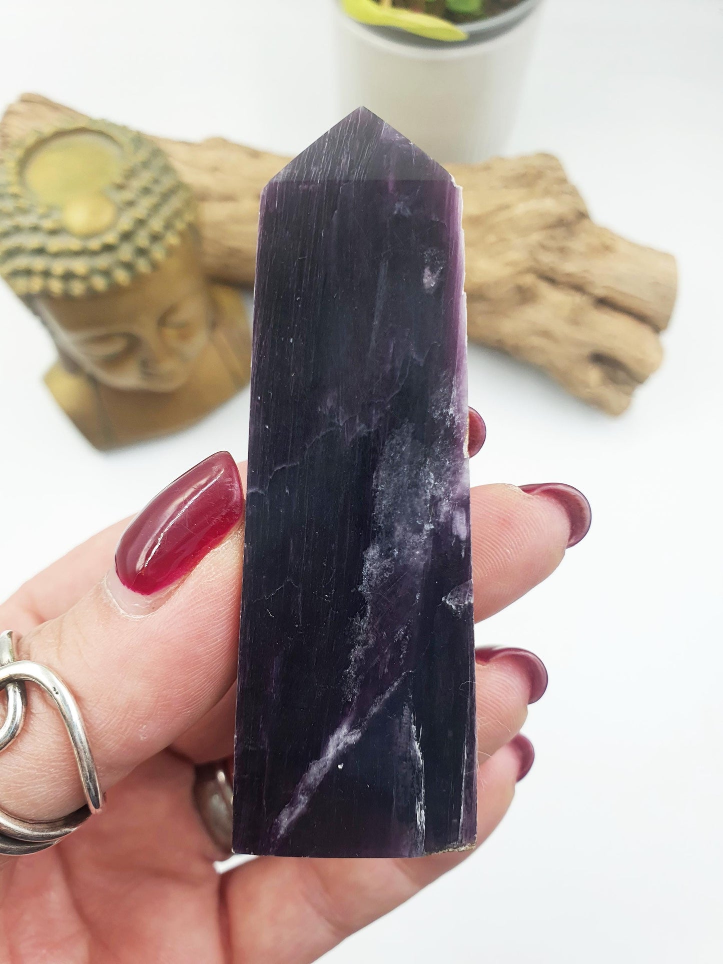 Flashy Purple Mica Point / Purple Mica Tower / Lepidolite Point / Purple Mica Obelisk / Healing Tower - 100g