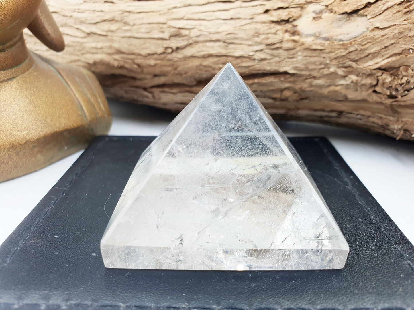 Beautiful Clear Quartz Pyramid/ Clear Quartz Triangle / Clear Quartz Carving - 130g