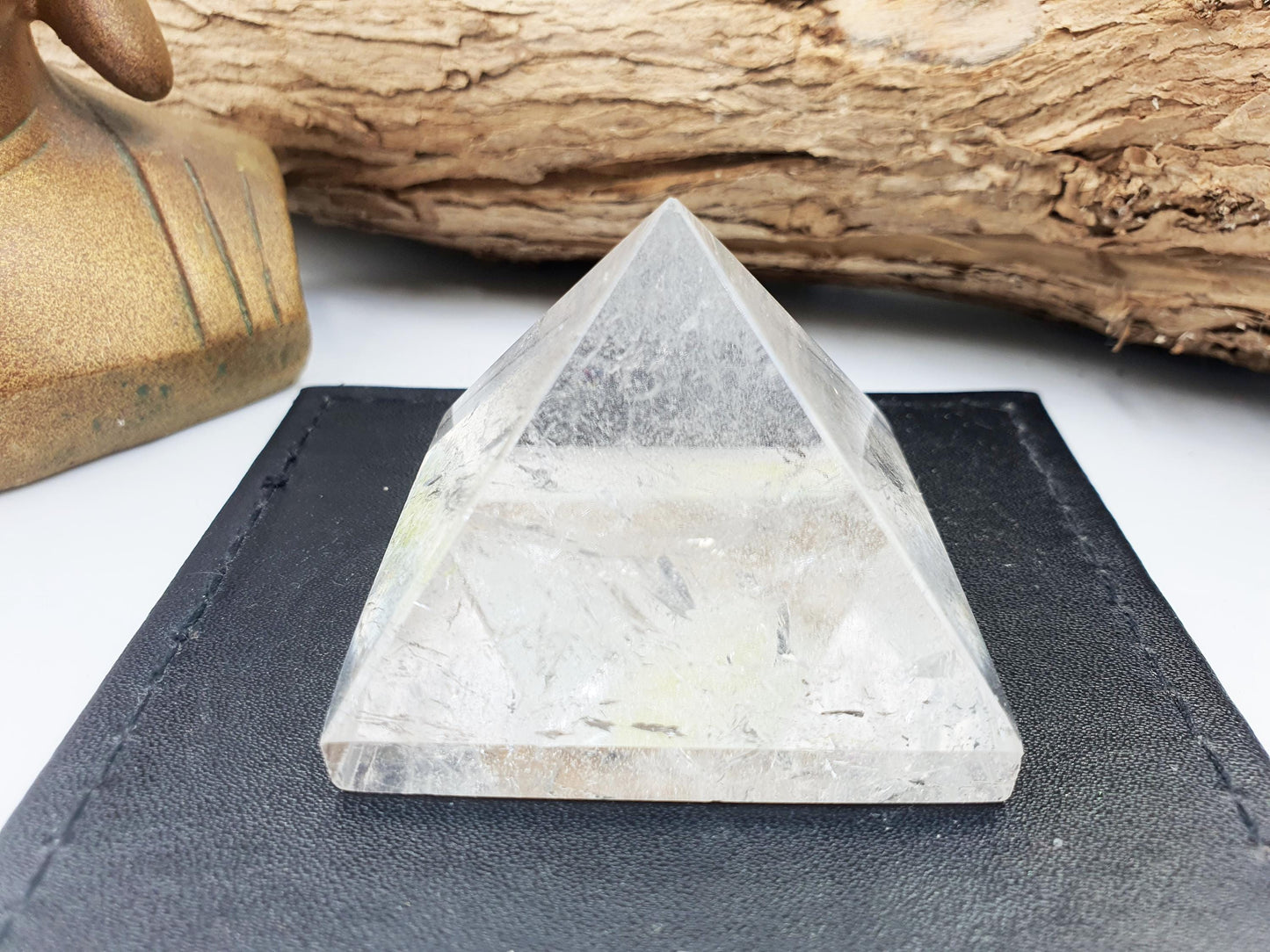 Beautiful Clear Quartz Pyramid/ Clear Quartz Triangle / Clear Quartz Carving - 130g