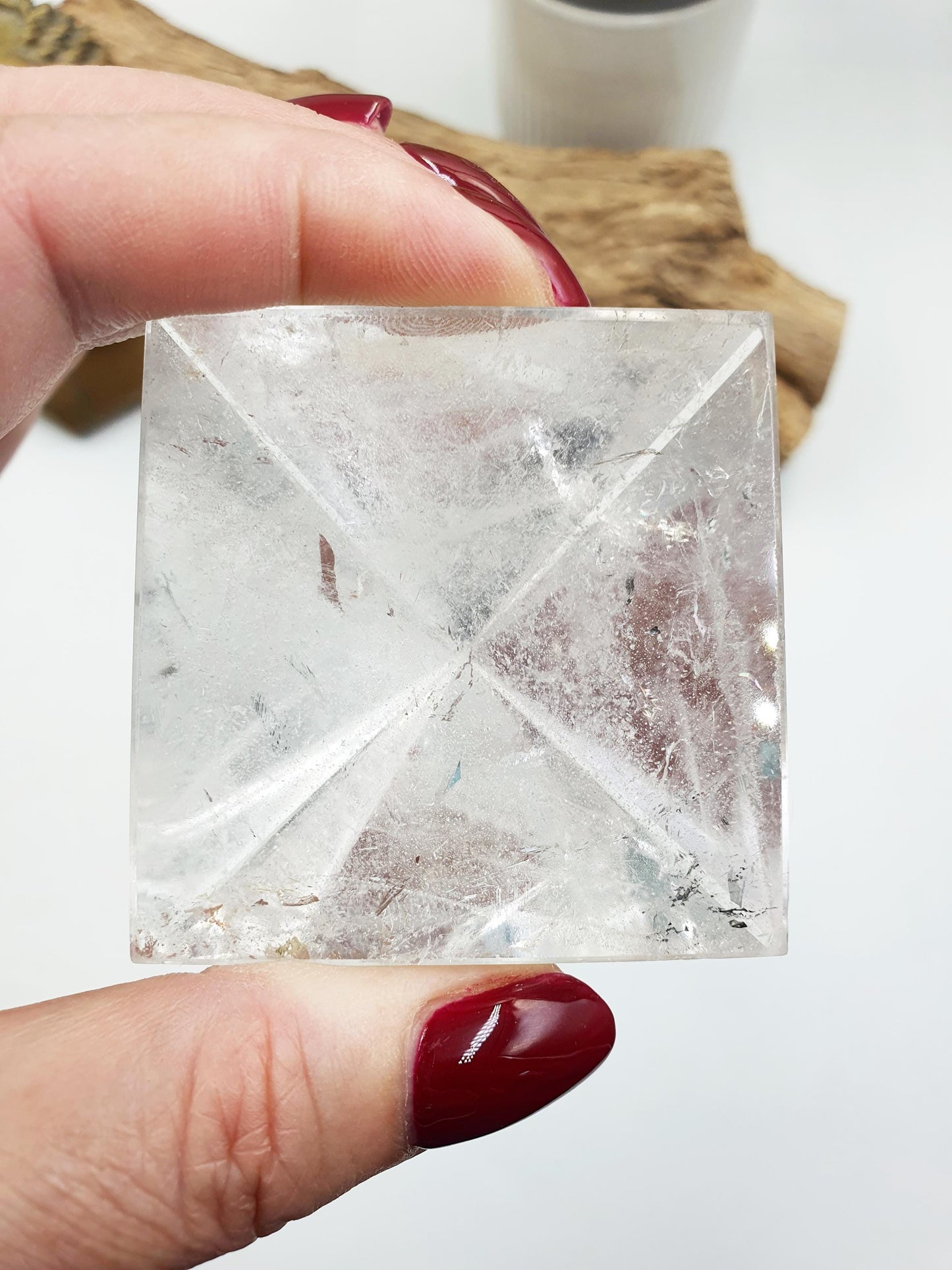 Beautiful Clear Quartz Pyramid/ Clear Quartz Triangle / Clear Quartz Carving - 130g