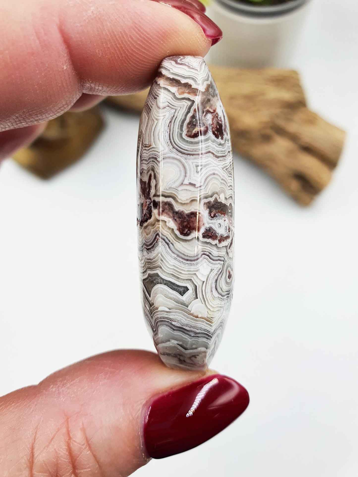 Beautiful Mexican Crazy Lace Agate Palm / Crazy Lace Agate Palm Stone / Drusy Agate Palm / Meditation Palm - 35g