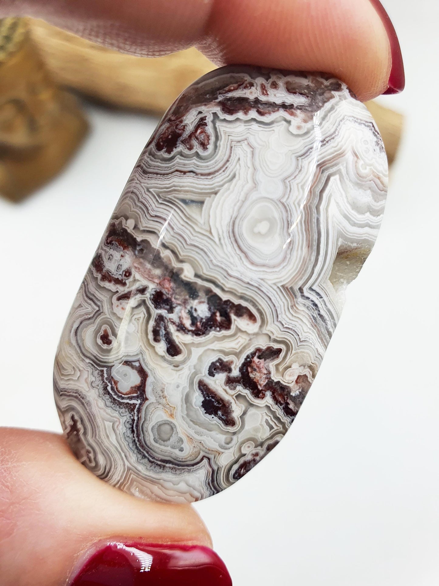 Beautiful Mexican Crazy Lace Agate Palm / Crazy Lace Agate Palm Stone / Drusy Agate Palm / Meditation Palm - 35g