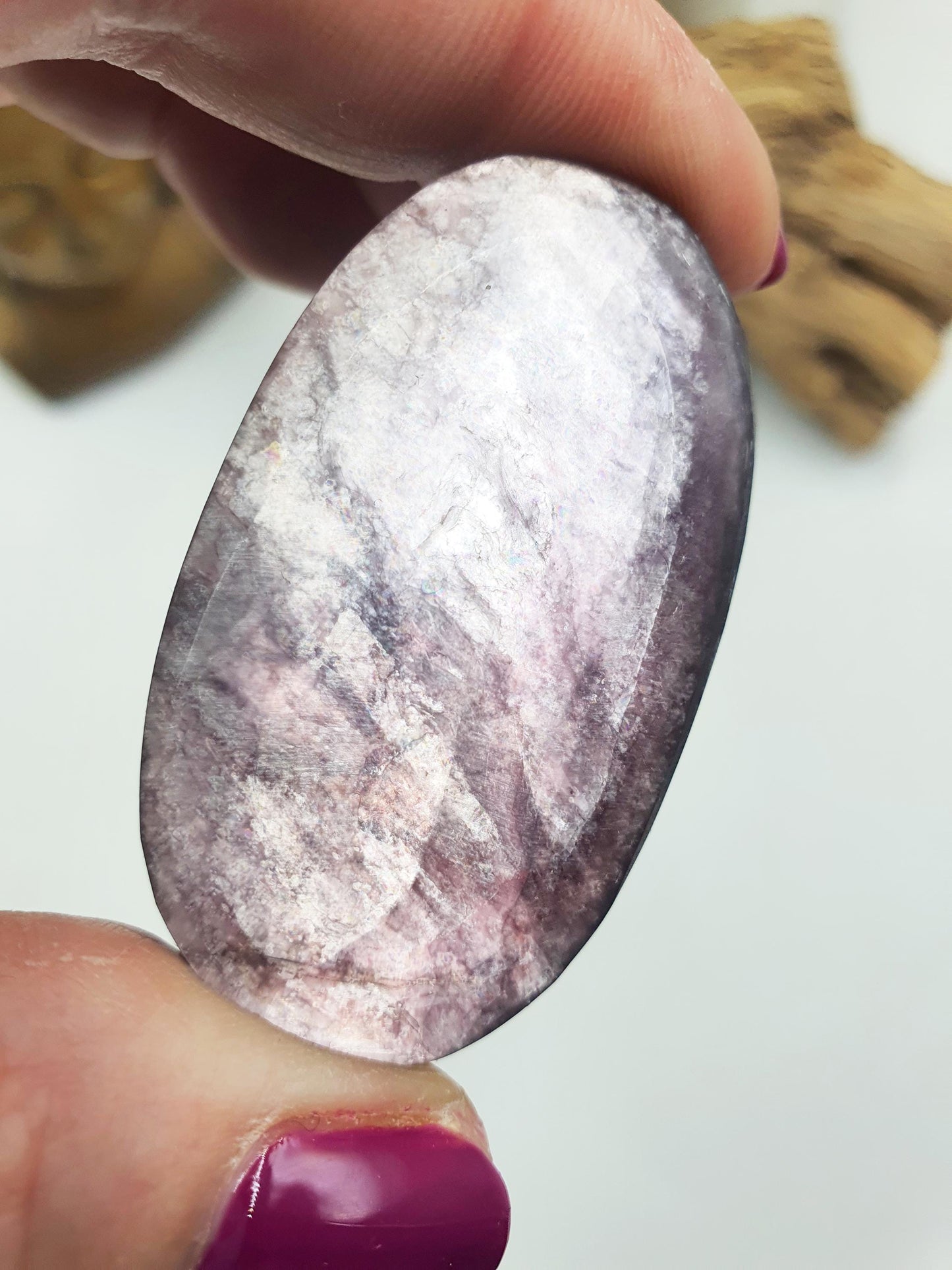 High Grade Purple Mica Palm / Purple Mica Palm Stone / Lepidolite Palm / Meditation Palm / Reiki Crystal Palm - 40g