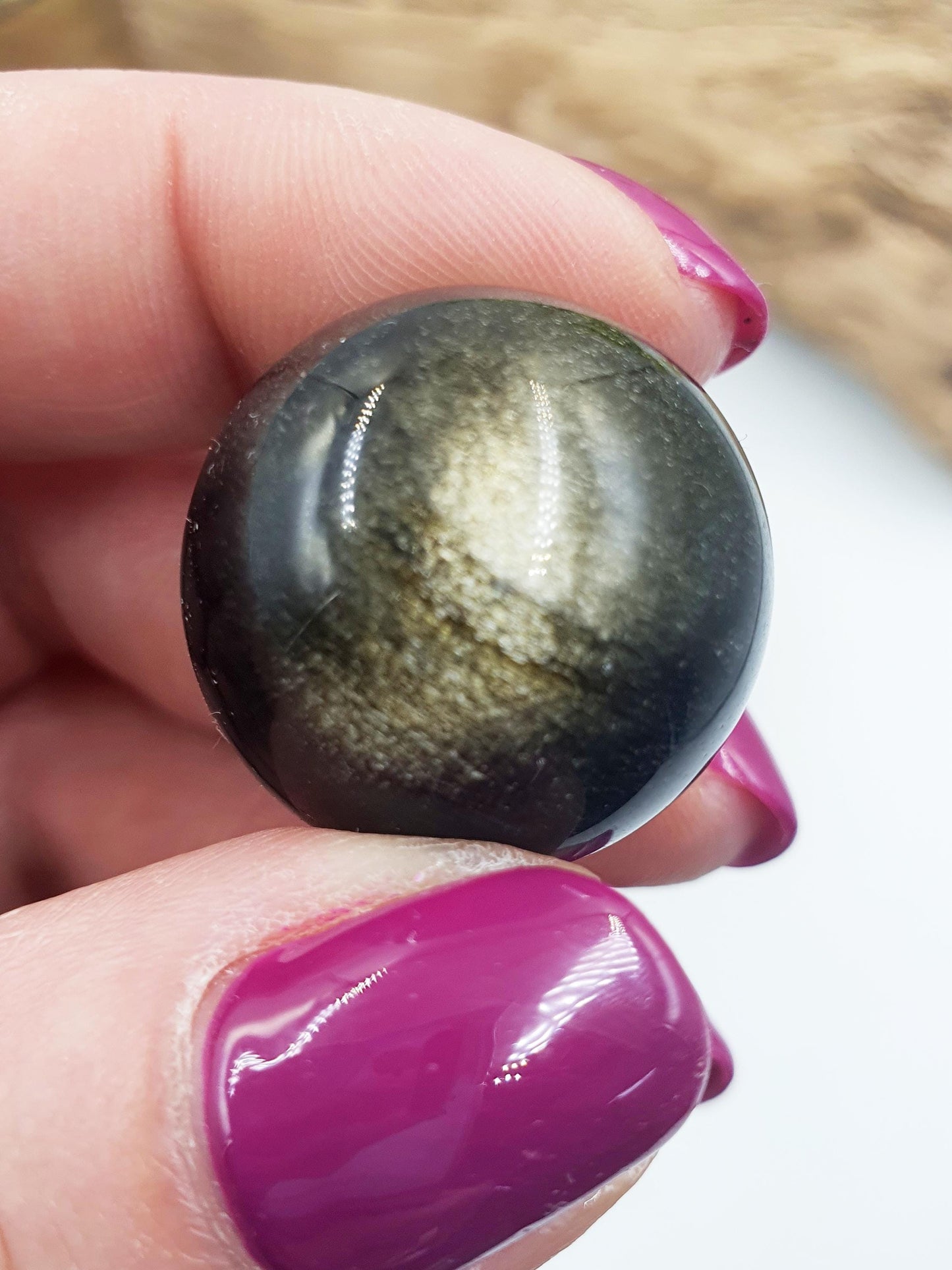 Cute Golden Sheen Obsidian Mini Crystal Sphere / Golden Obsidian Mini Orb / Gold Sheen Mini Crystal Ball - 23+mm