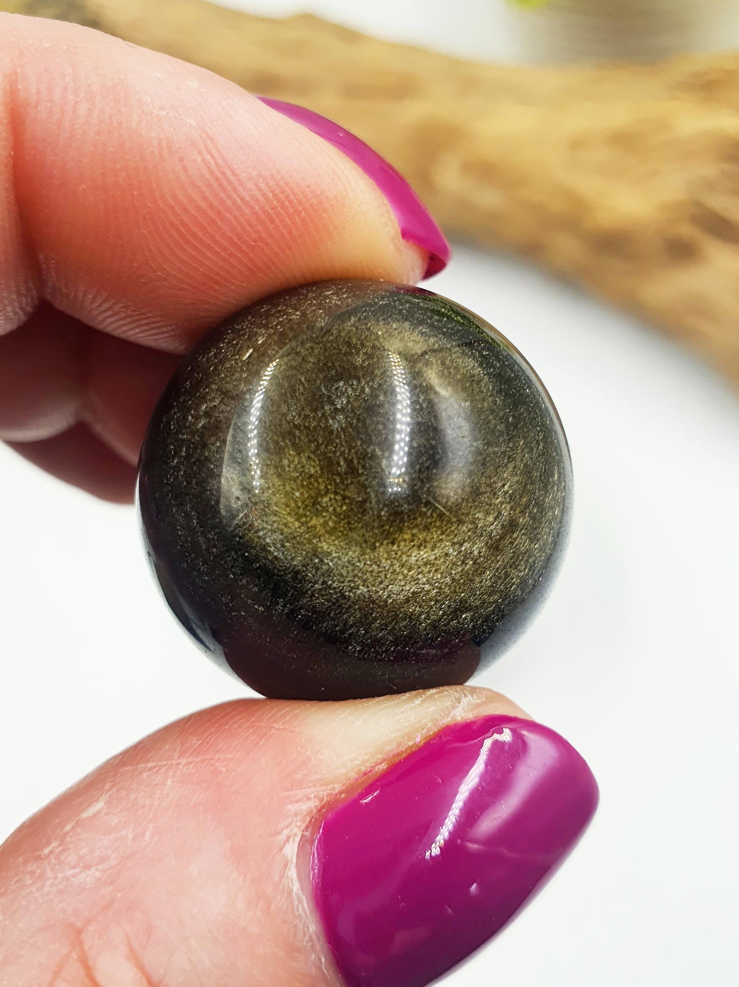 Cute Golden Sheen Obsidian Mini Crystal Sphere / Golden Obsidian Mini Orb / Gold Sheen Mini Crystal Ball - 23+mm