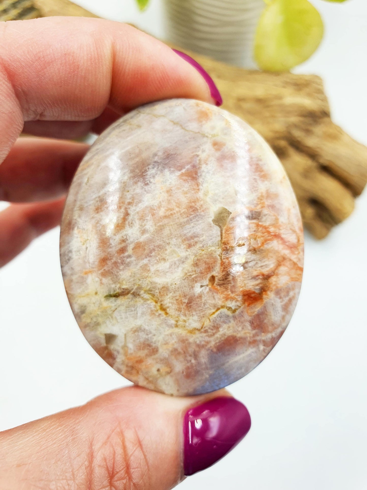 Beautiful Flashy Blue Moonstone and Sunstone Palm / Sunstone and Moonstone Palm Stone / Reiki Crystal / Meditation Palm - 75g