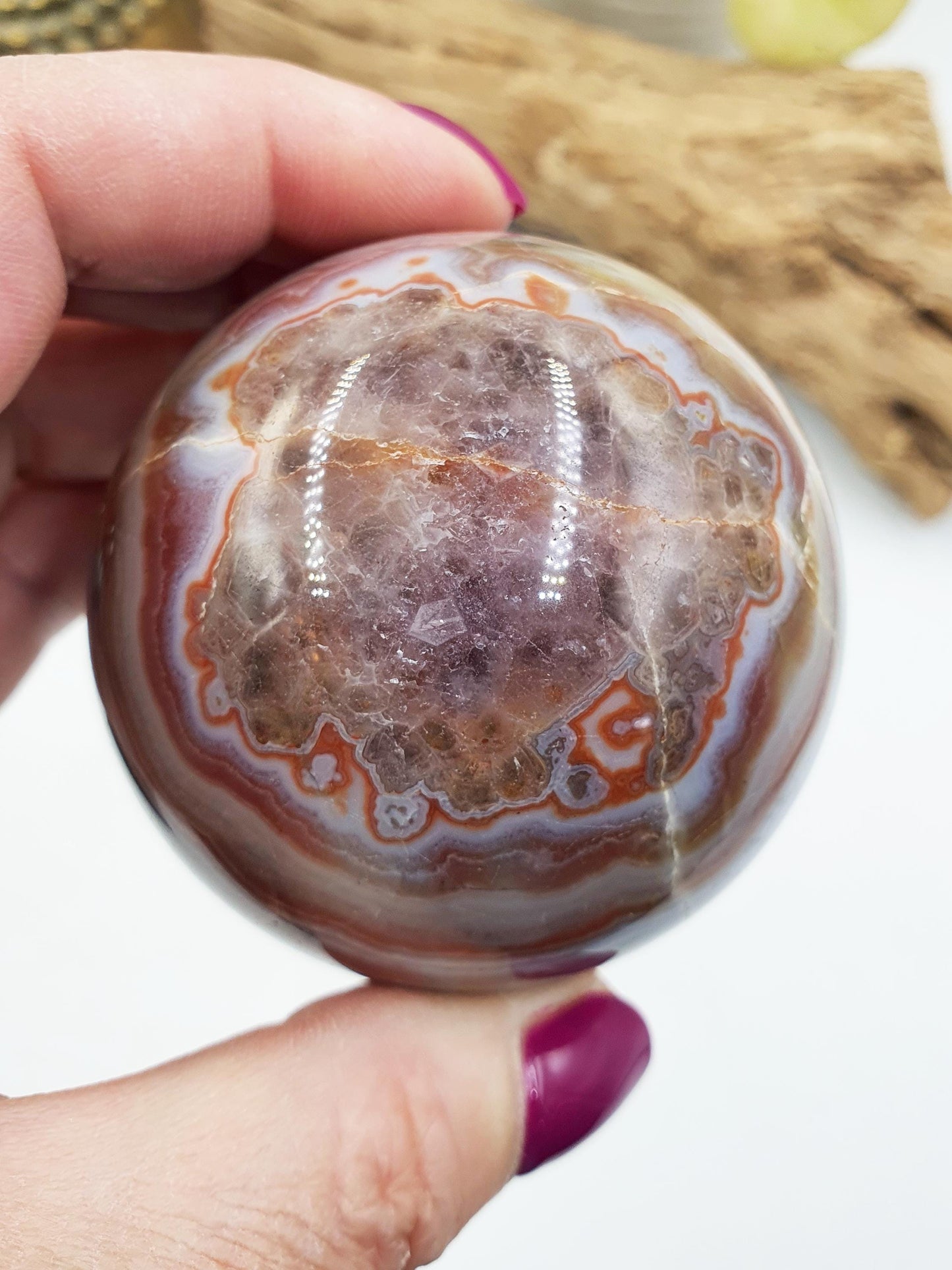 Beautiful Amethyst Agate Sphere / Amethyst Agate Crystal Ball / Amethyst Agate Orb - 62mm