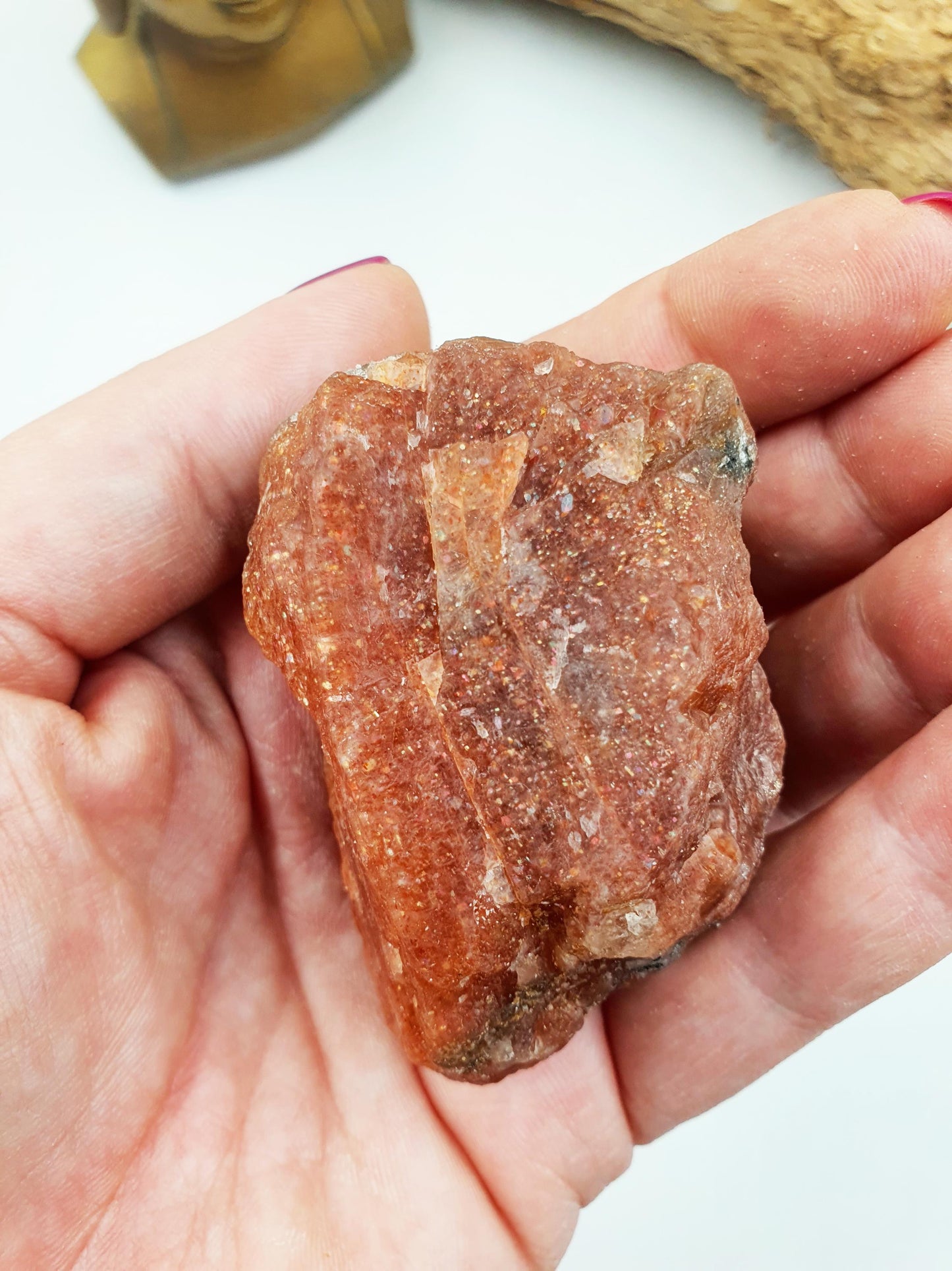 Flashy Raw Sunstone / Sunstone Specimen / Rough Sunstone / Natural Sunstone Chunk - 135g