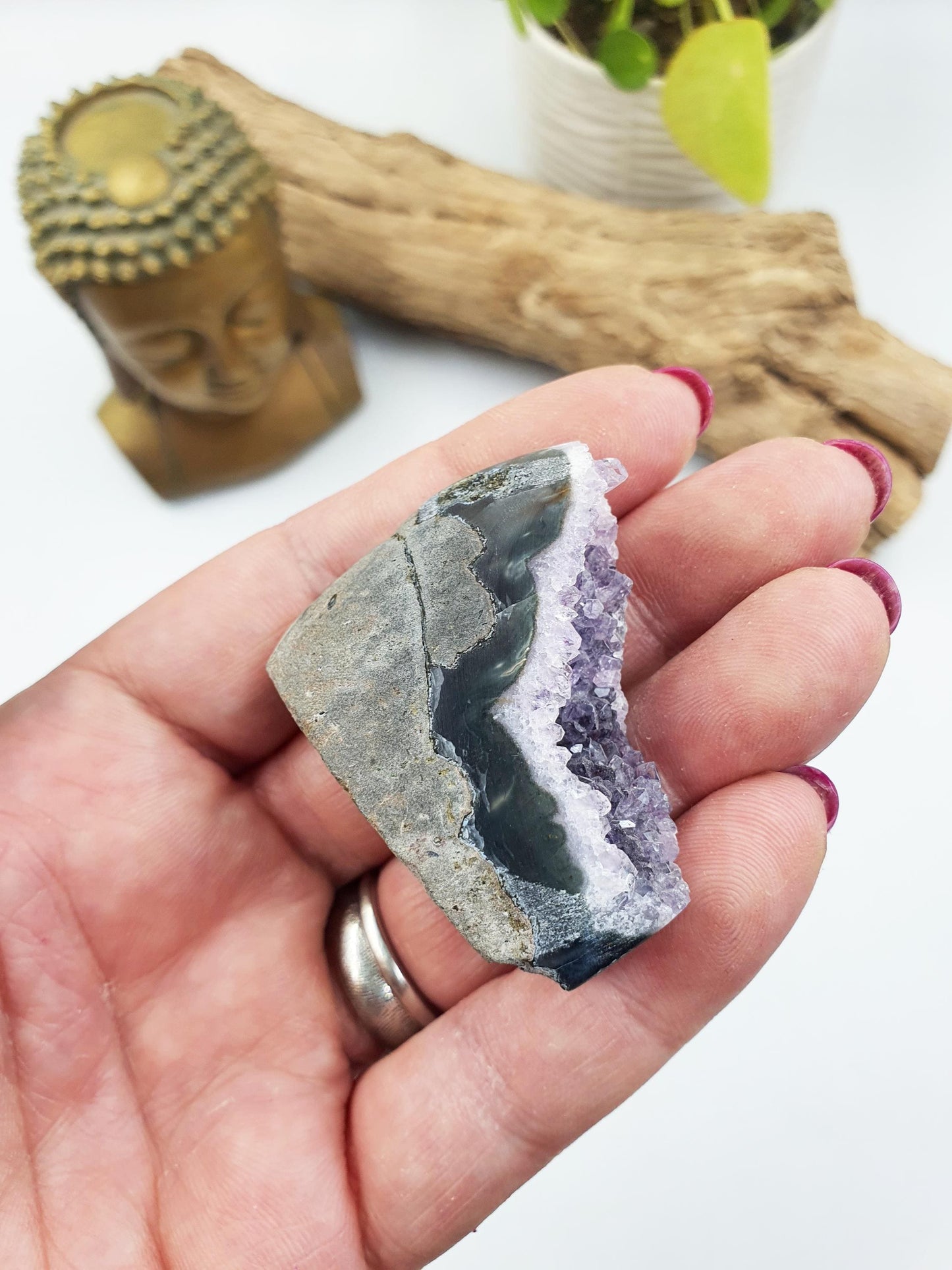 Cute Mini Amethyst Cluster Geode / Amethyst Geode / Amethyst Freeform / Raw Amethyst - 45g