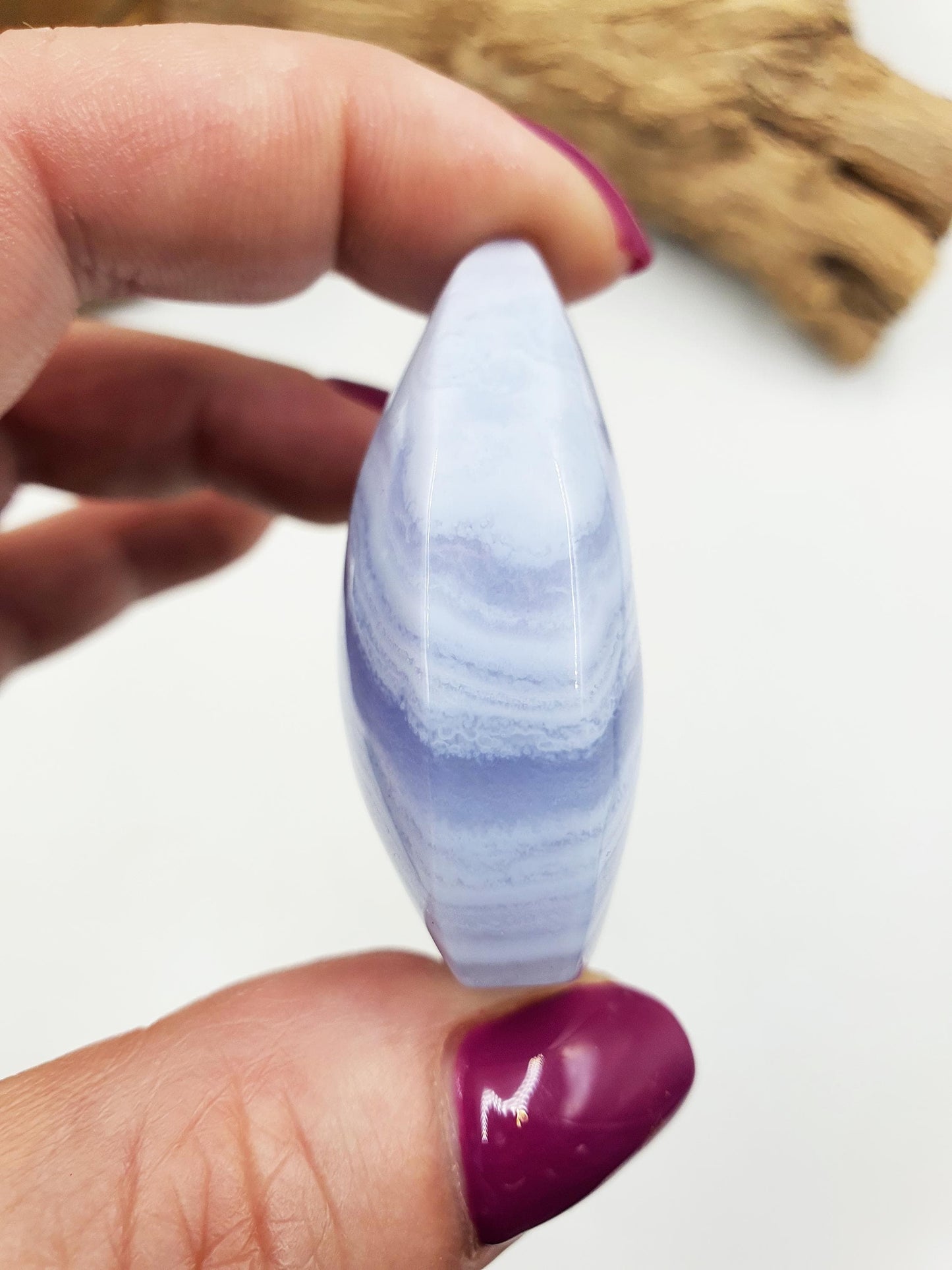Stunning High Grade Blue Lace Agate Mini Freeform / Blue Banded Agate Stabding Polished Tower / A Grade Blue Lace Agate - 45g