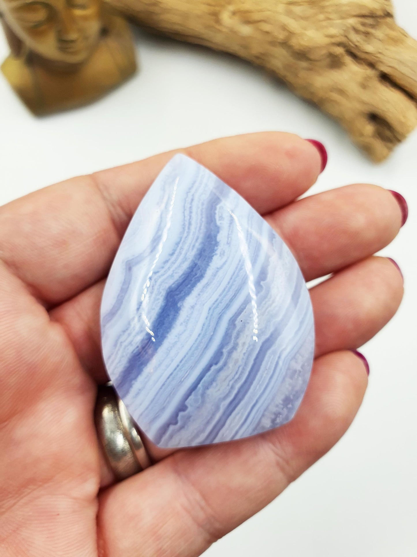 Stunning High Grade Blue Lace Agate Mini Freeform / Blue Banded Agate Stabding Polished Tower / A Grade Blue Lace Agate - 45g