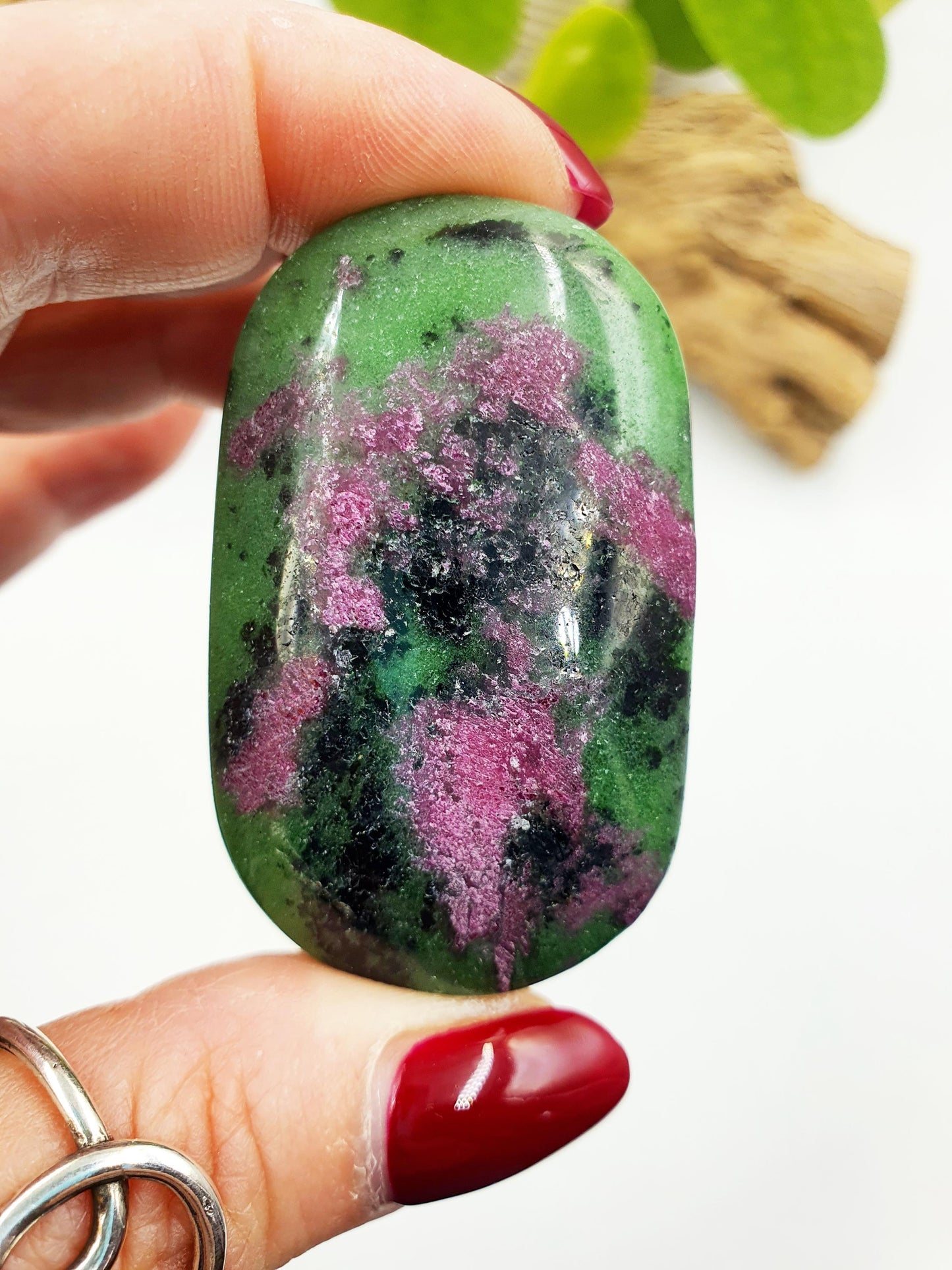 Ruby in Zoisite Palm / Ruby Zoisite Palm Stone / Anyolite Palm / Pocket Crystal / Meditation Palm - 65g