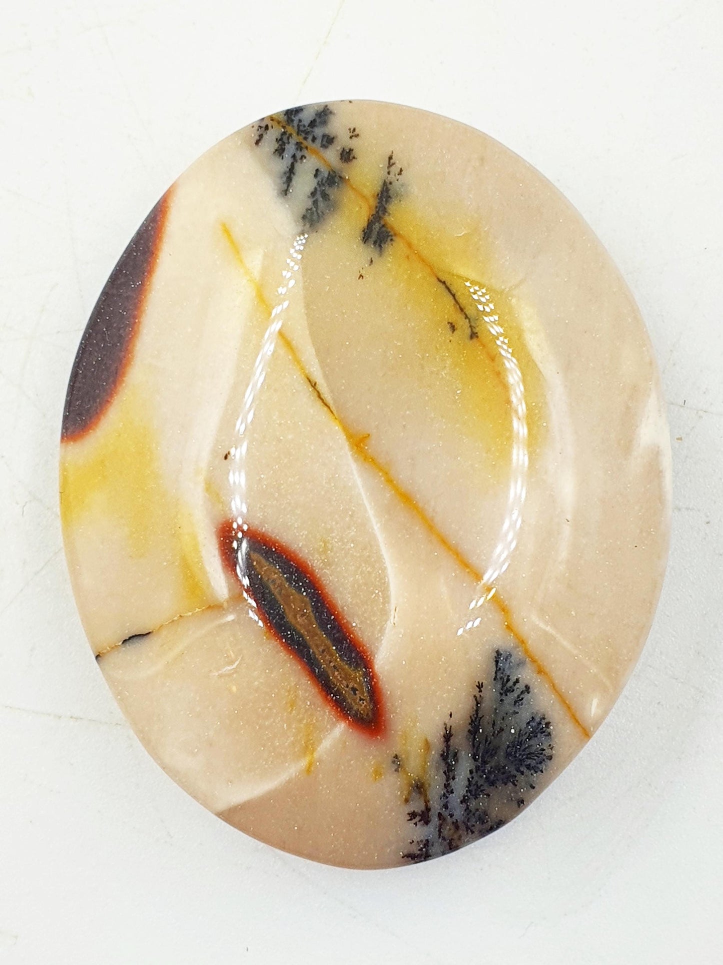 Unique Mookaite Jasper Palm with Dendritic / Mookaite Jasper Palm Stone / Pocket Stone / Meditation Palm / Reiki Crystal Palm - 90g