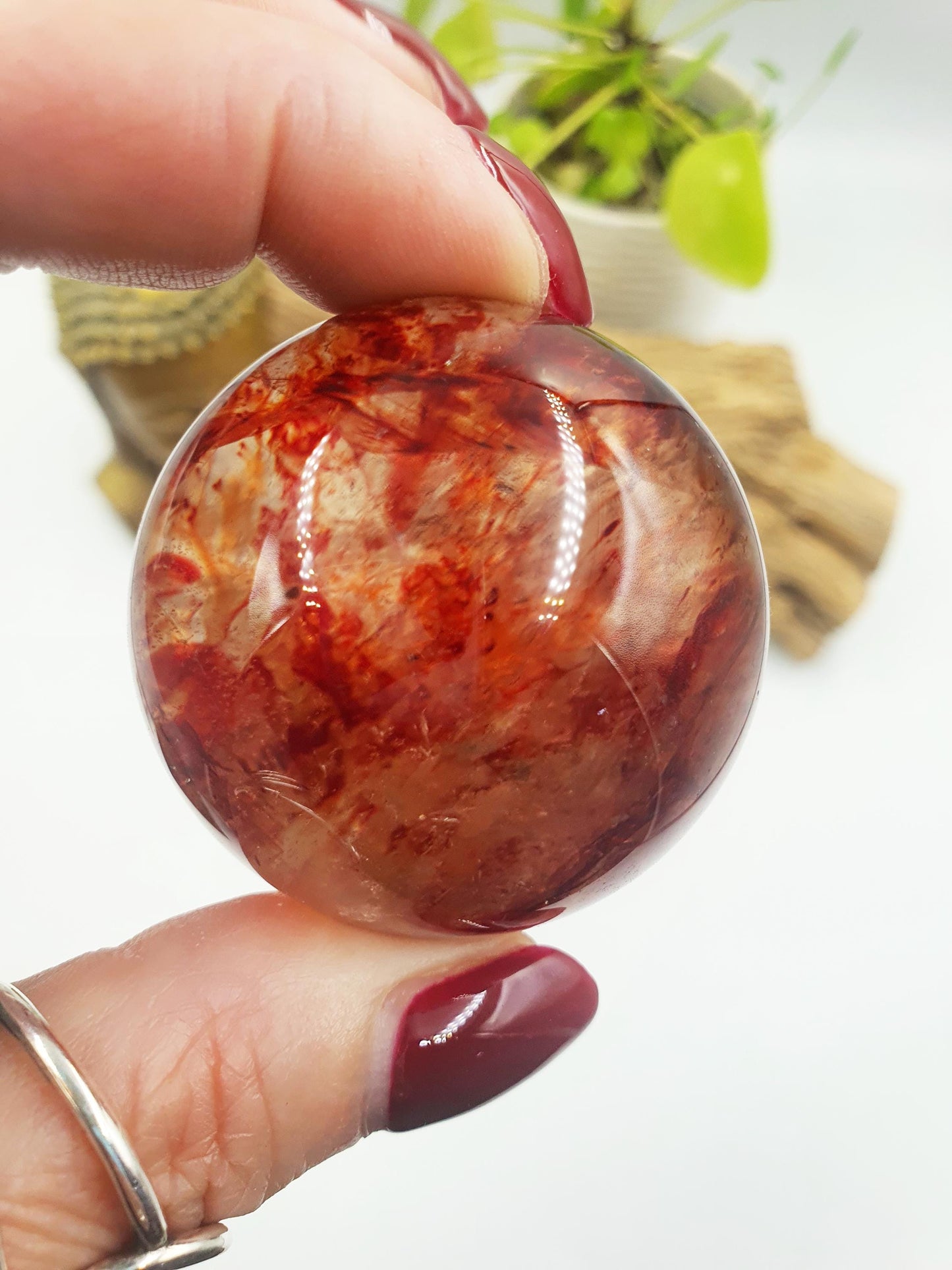 Beautiful Madagascan Fire Quartz Sphere with Rainbows / Hematoid Quartz Sphere / Fire Quartz Orb / Fire Quartz Crystal Ball - 46mm