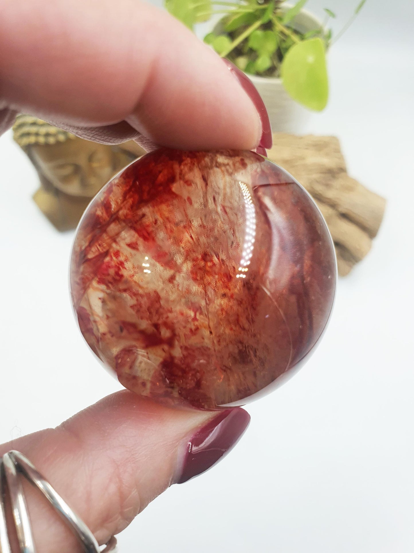 Beautiful Madagascan Fire Quartz Sphere with Rainbows / Hematoid Quartz Sphere / Fire Quartz Orb / Fire Quartz Crystal Ball - 46mm