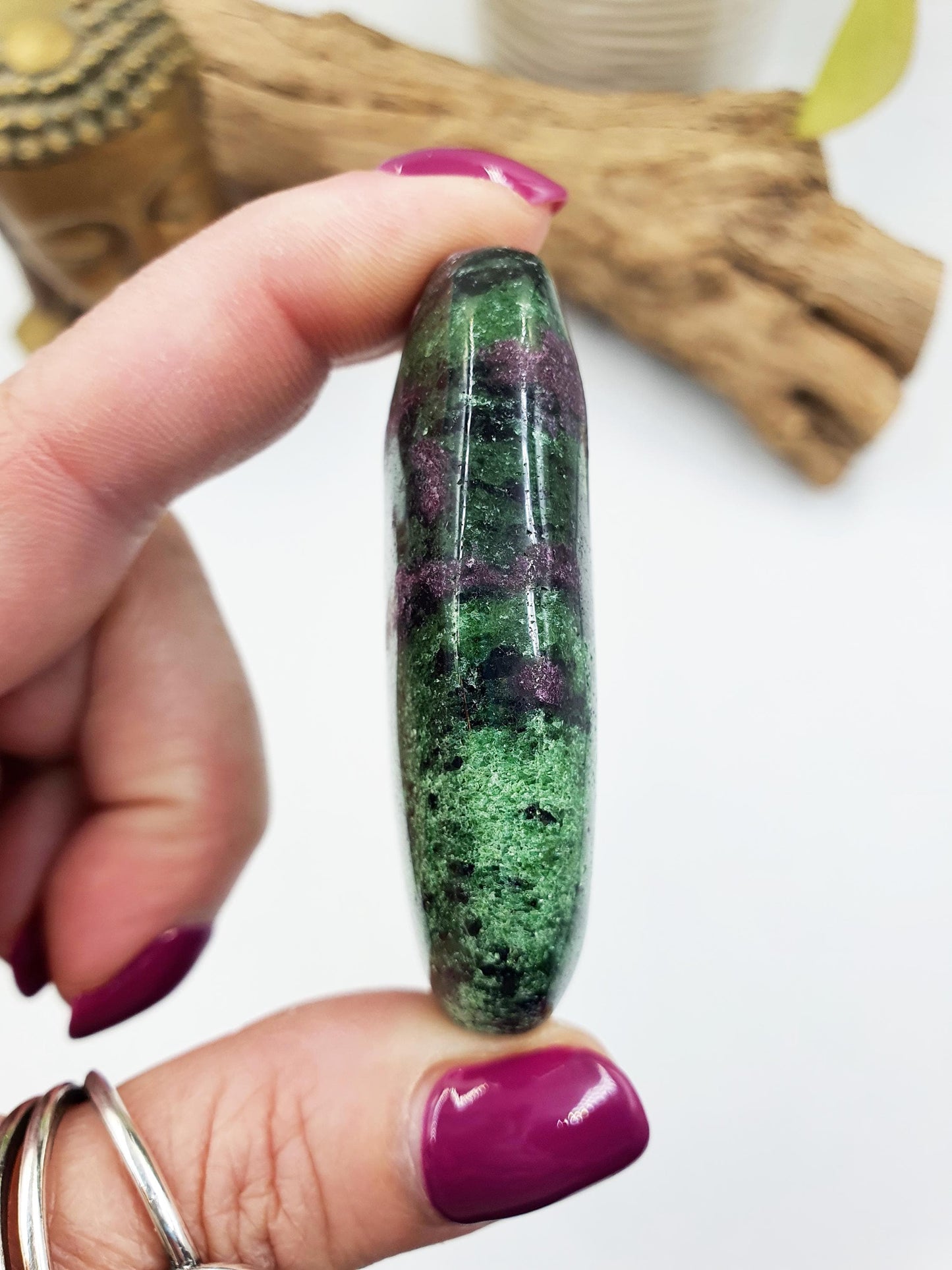 Ruby in Zoisite Palm / Ruby Zoisite Palm Stone / Anyolite Palm / Pocket Crystal / Meditation Palm / Reiki Crystal Palm - 65g