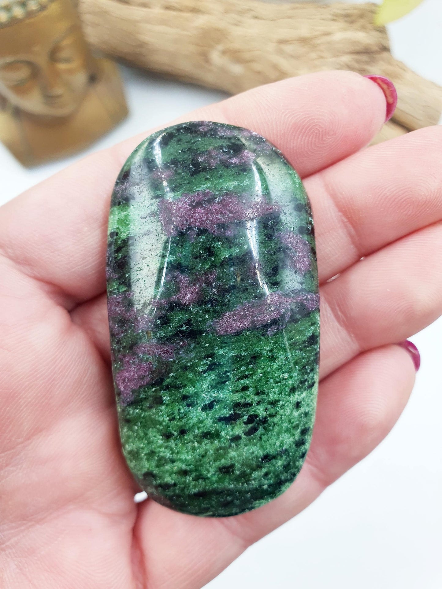 Ruby in Zoisite Palm / Ruby Zoisite Palm Stone / Anyolite Palm / Pocket Crystal / Meditation Palm / Reiki Crystal Palm - 65g