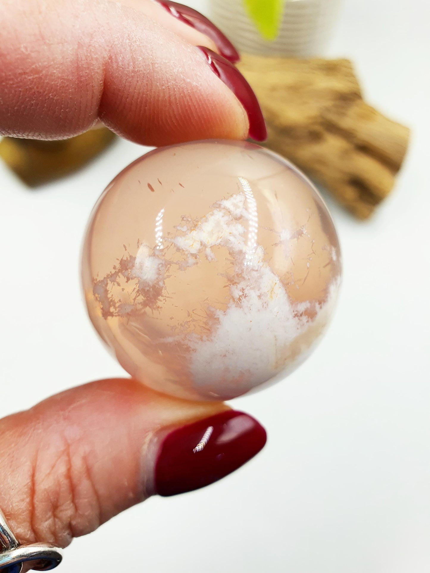 Rare Rose Quartz with Garden and strong Starlight / Garden Rose Quartz Sphere / Collectors Crystal Sphere / Rose Lodolite Sphere - 39.7mm