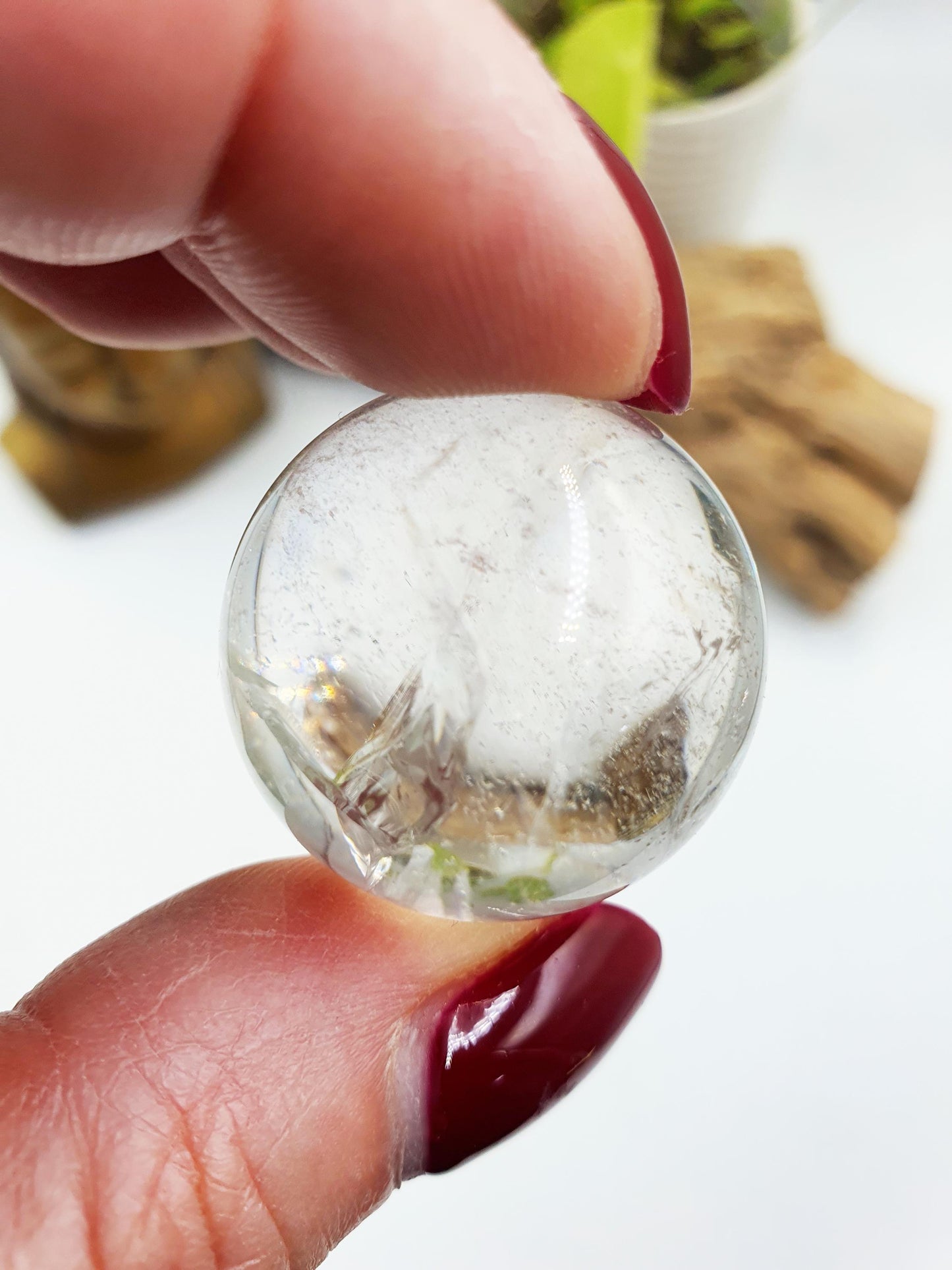 Stunning Little Clear Quartz Mini Sphere with large rainbows / Clear Quartz Crystal Ball / Clear Quartz Orb - 27mm