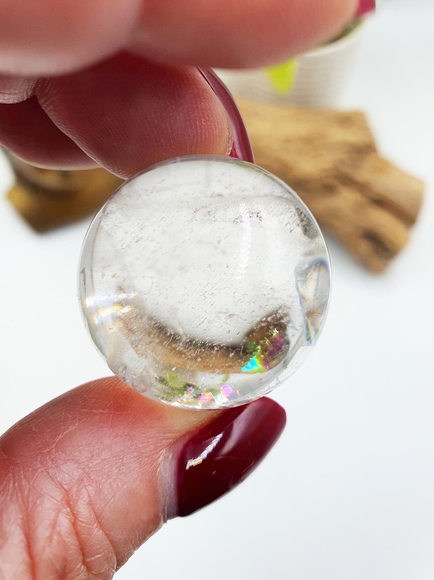 Stunning Little Clear Quartz Mini Sphere with large rainbows / Clear Quartz Crystal Ball / Clear Quartz Orb - 27mm