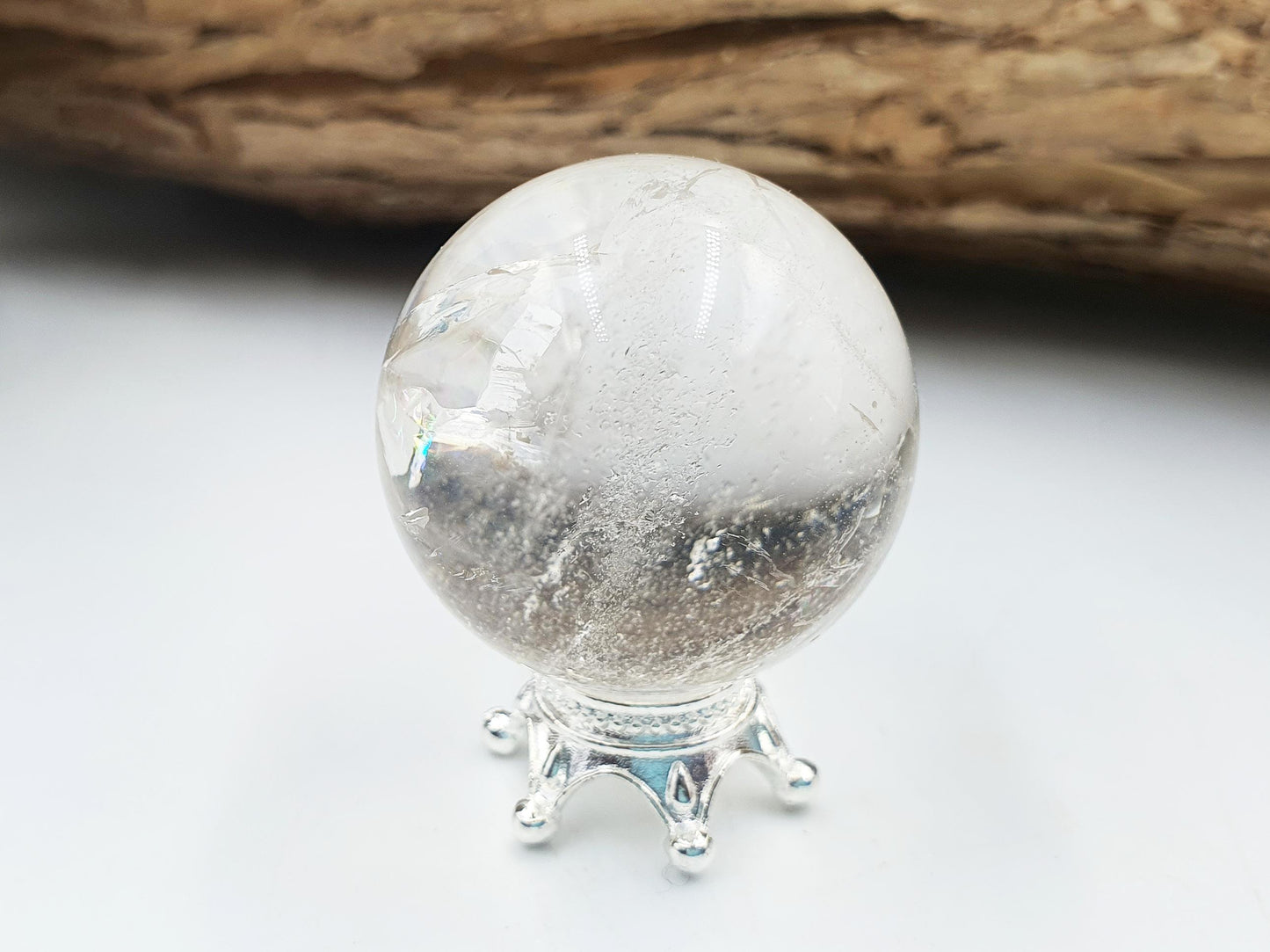 Stunning Little Clear Quartz Mini Sphere with large rainbows / Clear Quartz Crystal Ball / Clear Quartz Orb - 27mm