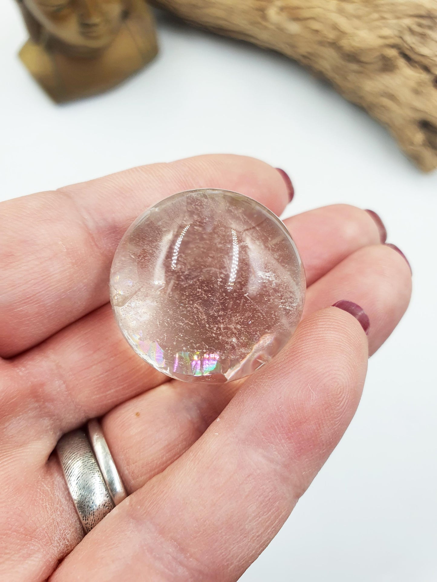 Stunning Little Clear Quartz Mini Sphere with large rainbows / Clear Quartz Crystal Ball / Clear Quartz Orb - 27mm