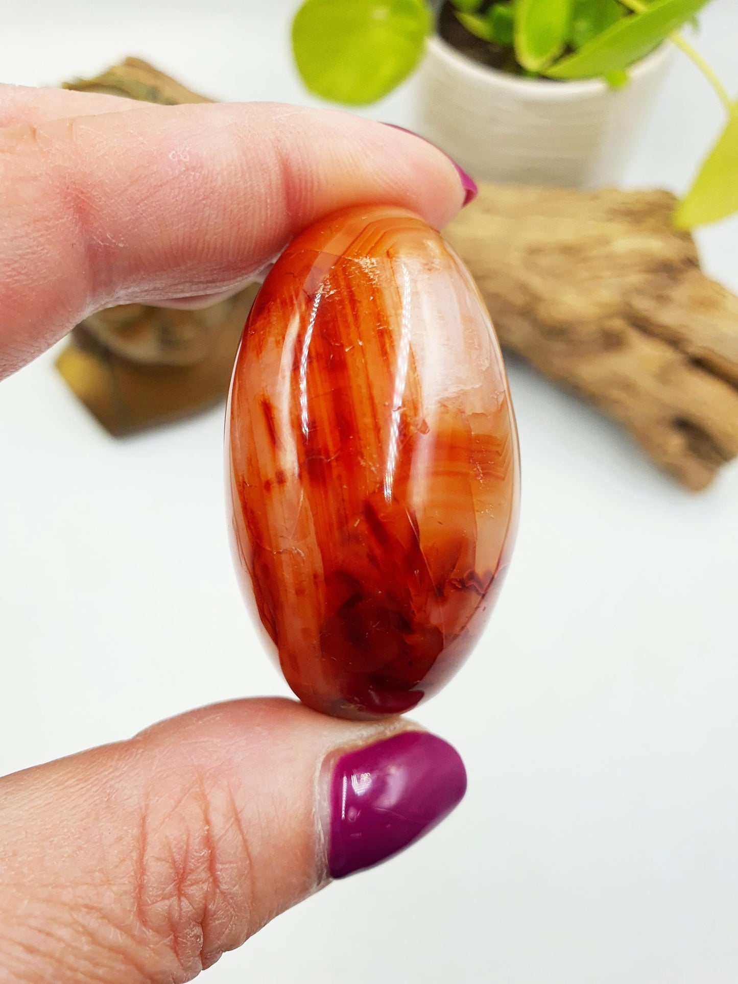 Beautiful Carnelian Palm / Carnelian Palm Stone / Carnelian Pocket Stone / Meditation Palm / Reiki Crystal Palm - 80g