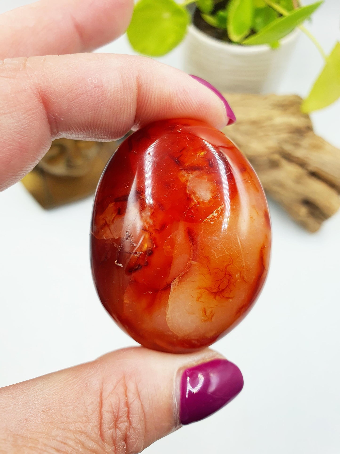 Beautiful Carnelian Palm / Carnelian Palm Stone / Carnelian Pocket Stone / Meditation Palm / Reiki Crystal Palm - 80g